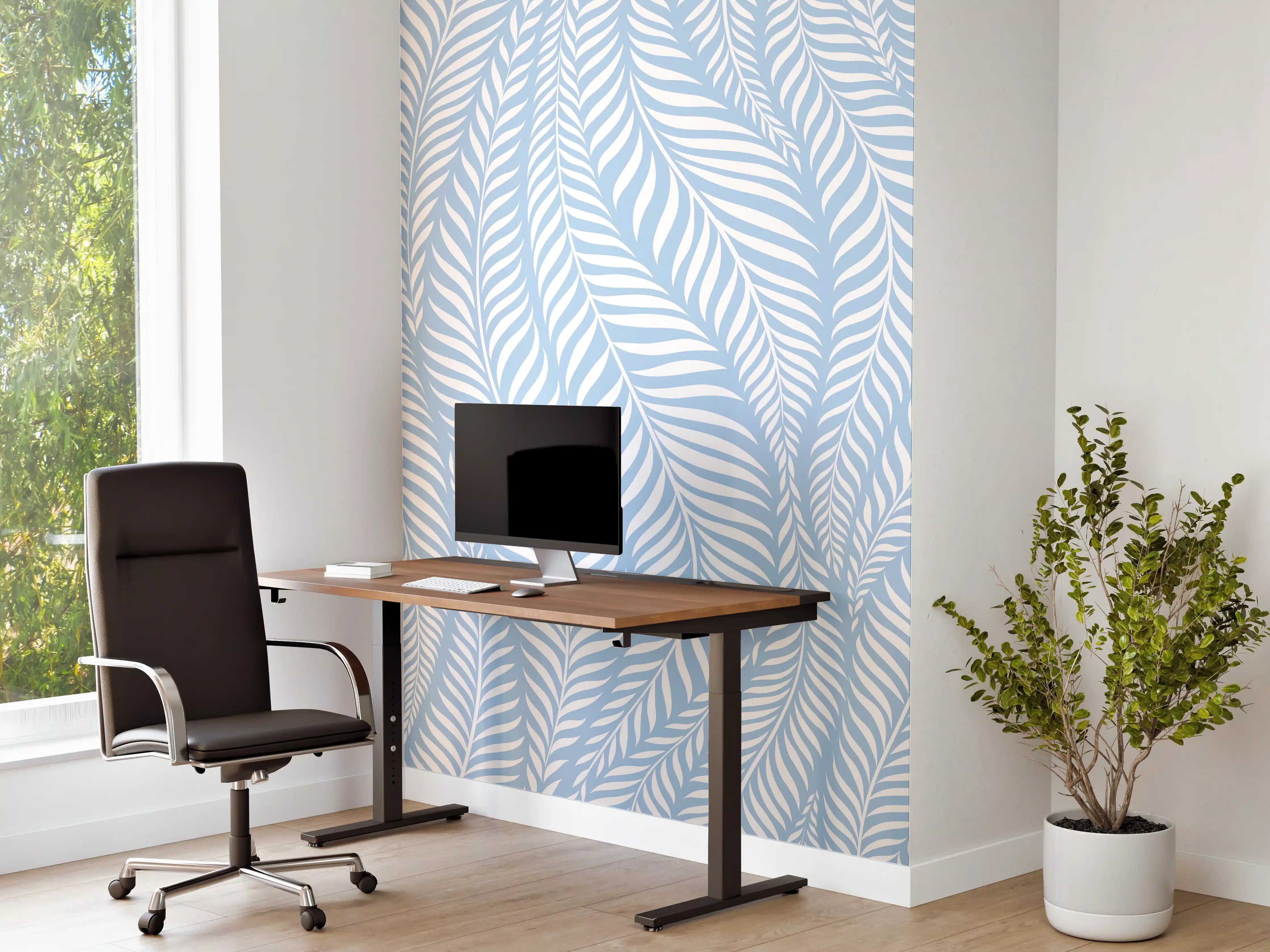 Büro Wandgestaltung - Sanfte Wellen in Blau und Weiß
