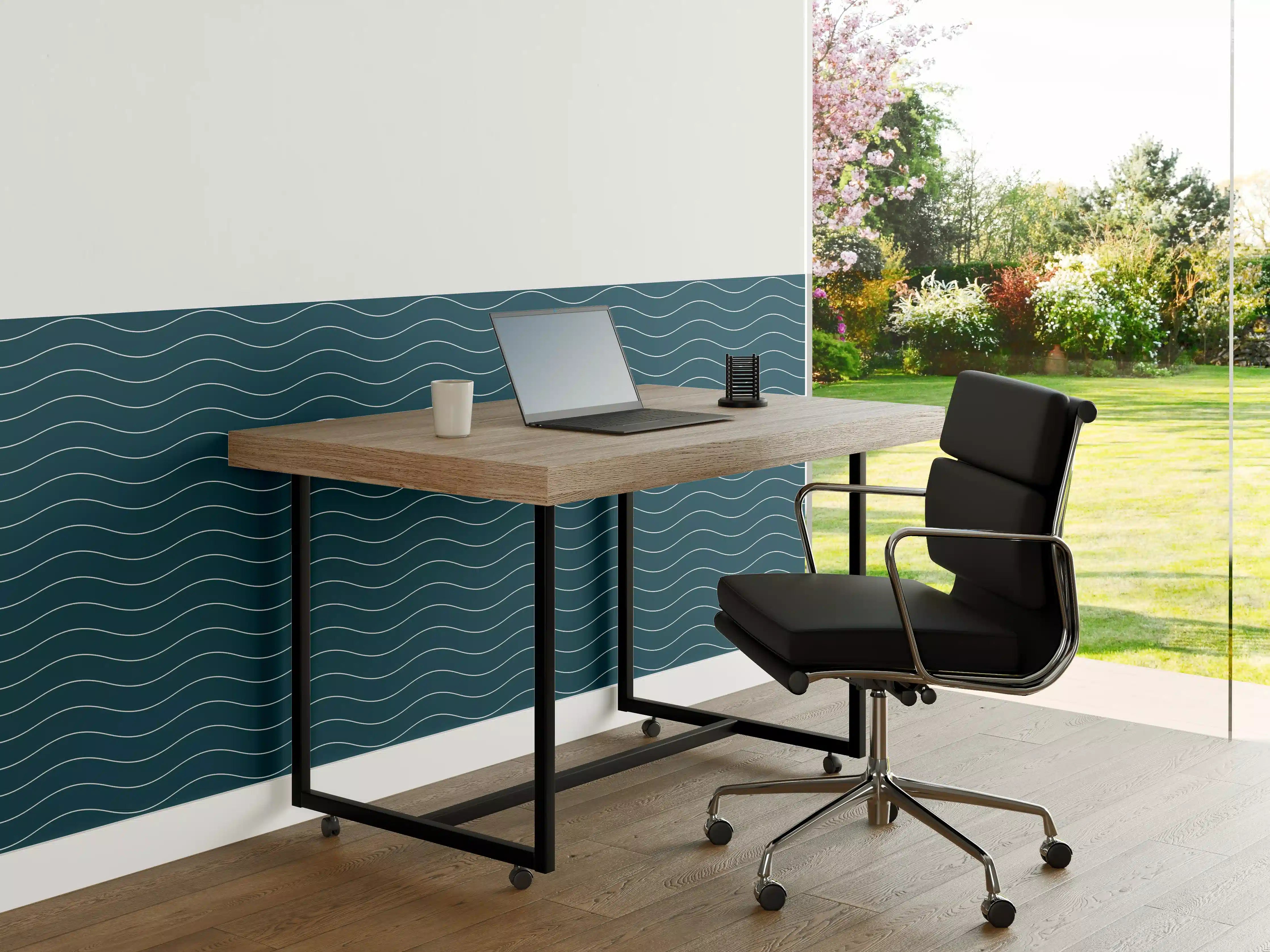 Büro Wandgestaltung - Sanfte blaue Wellen mit grauen Nuancen