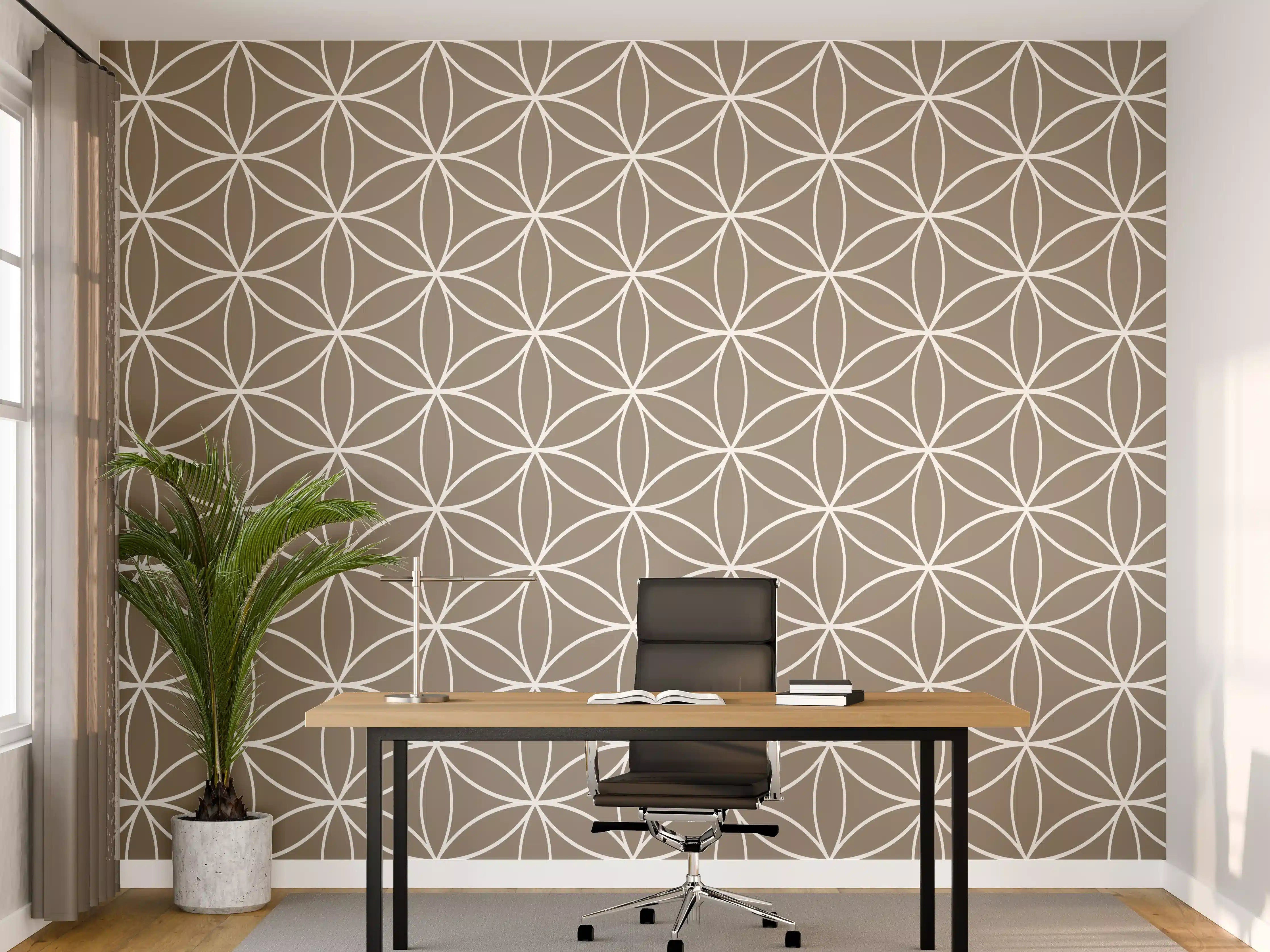 Büro Wandgestaltung - Sanfte geometrische Mustertapete in Taupe