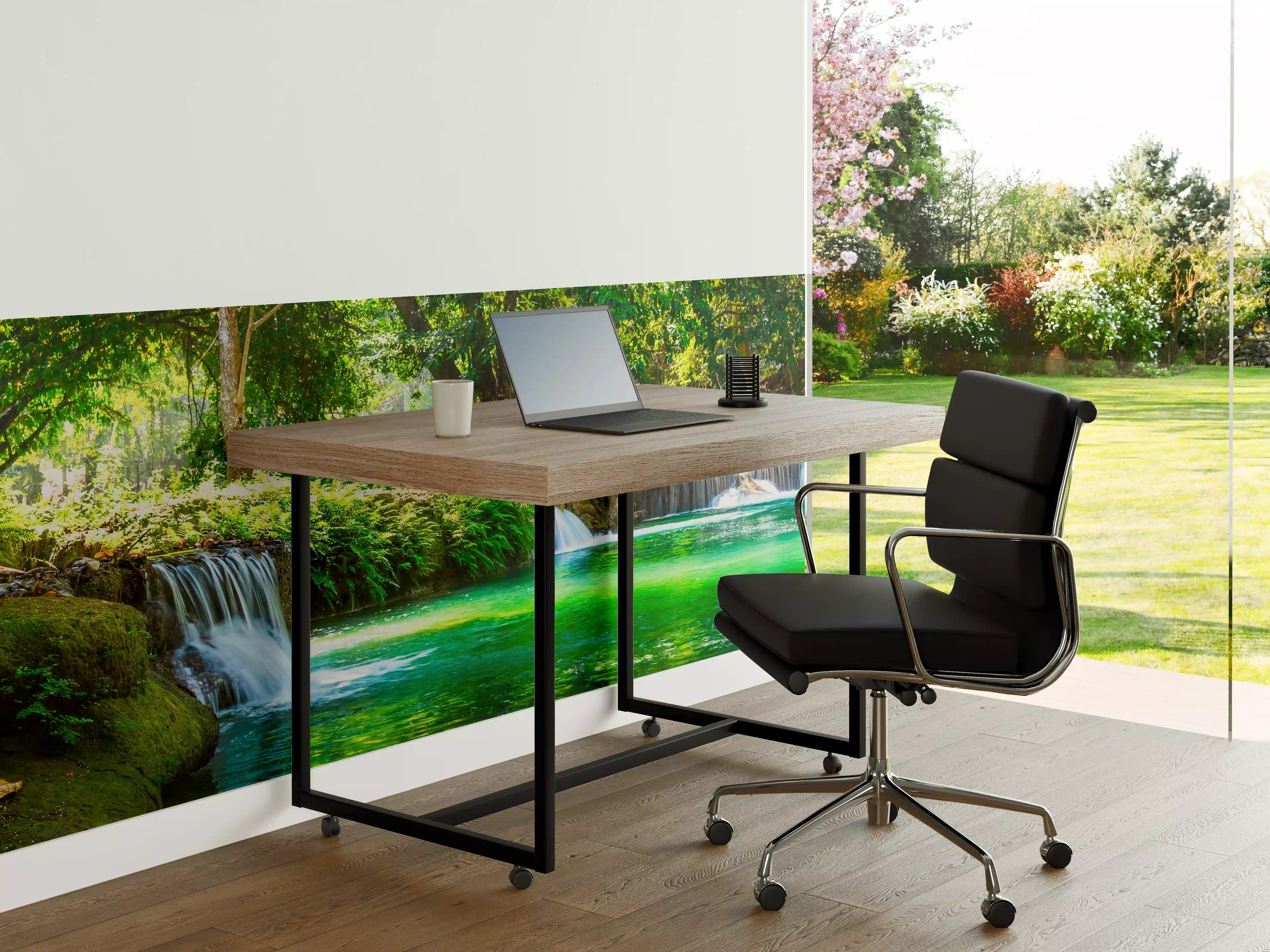 Büro Wandgestaltung - Sanfter Grauwasserfall im Grünen