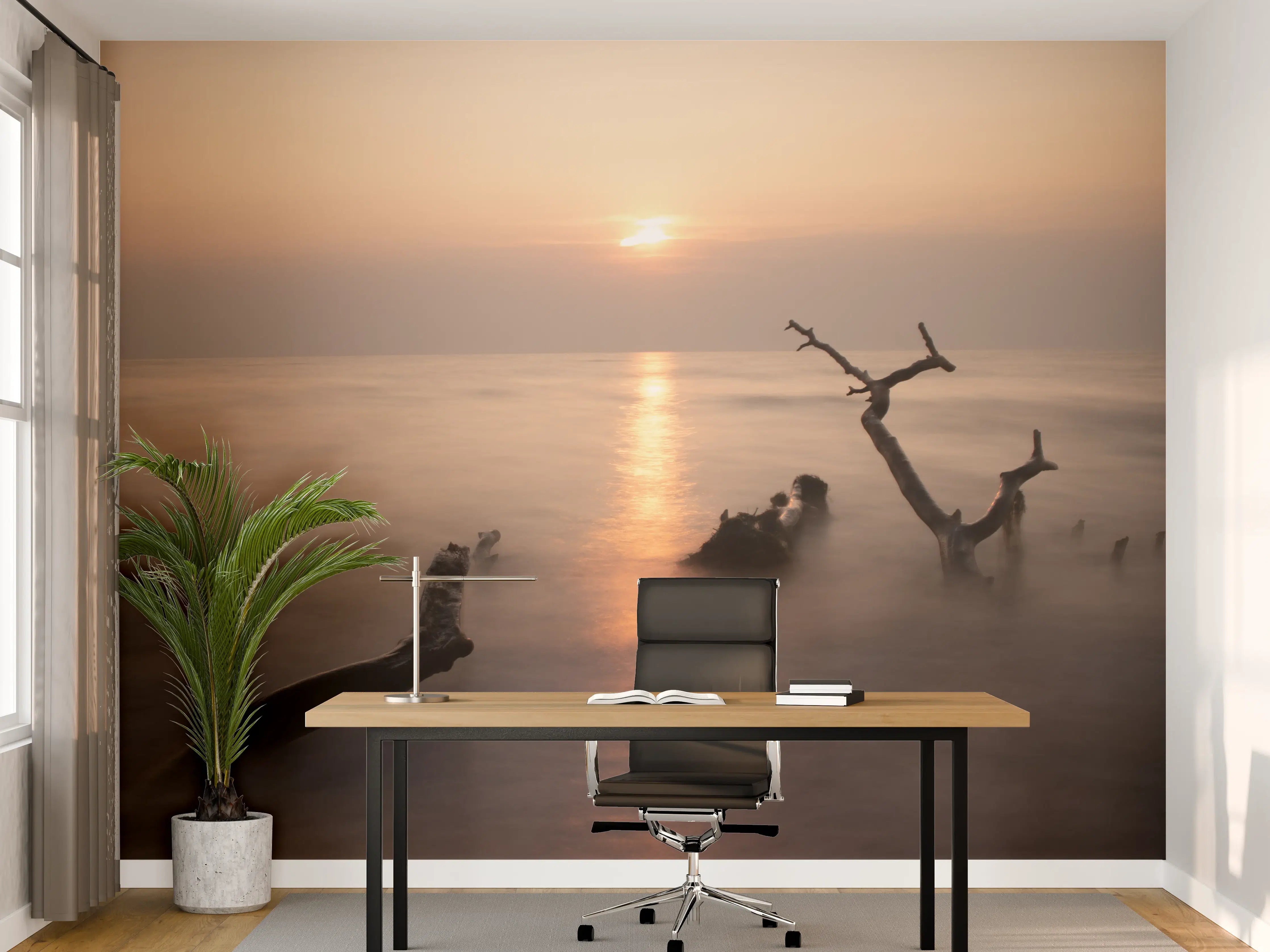 Büro Wandgestaltung - Sanfter Sonnenuntergang am Meer