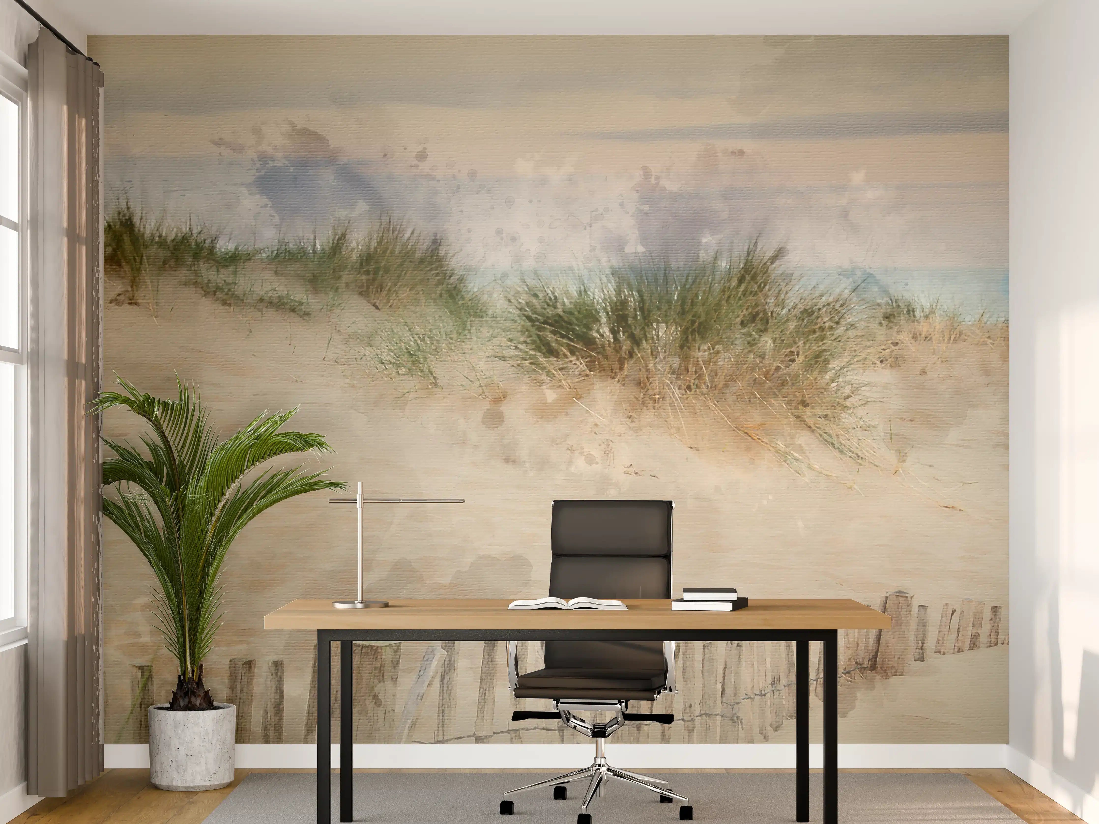 Büro Wandgestaltung - Sanfter Strand mit Dünen und Himmel