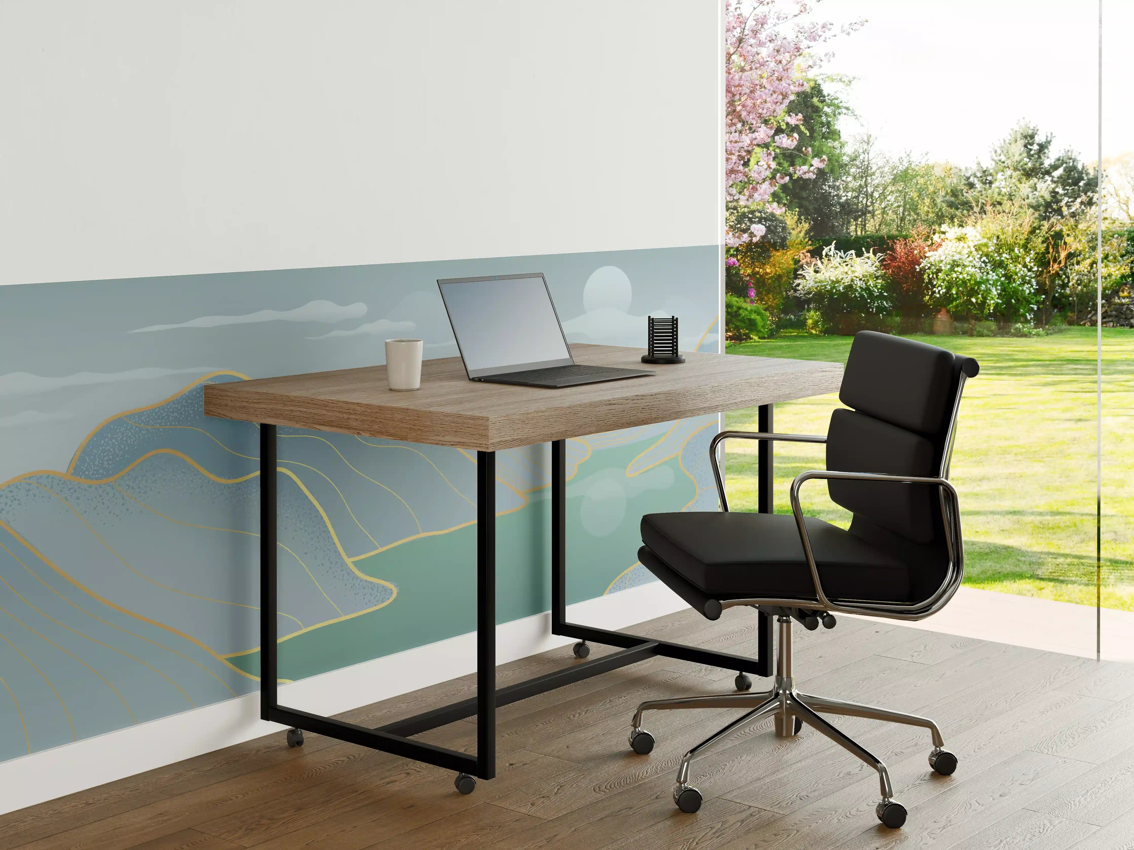 Büro Wandgestaltung - Sanftes Blau Linien Panorama