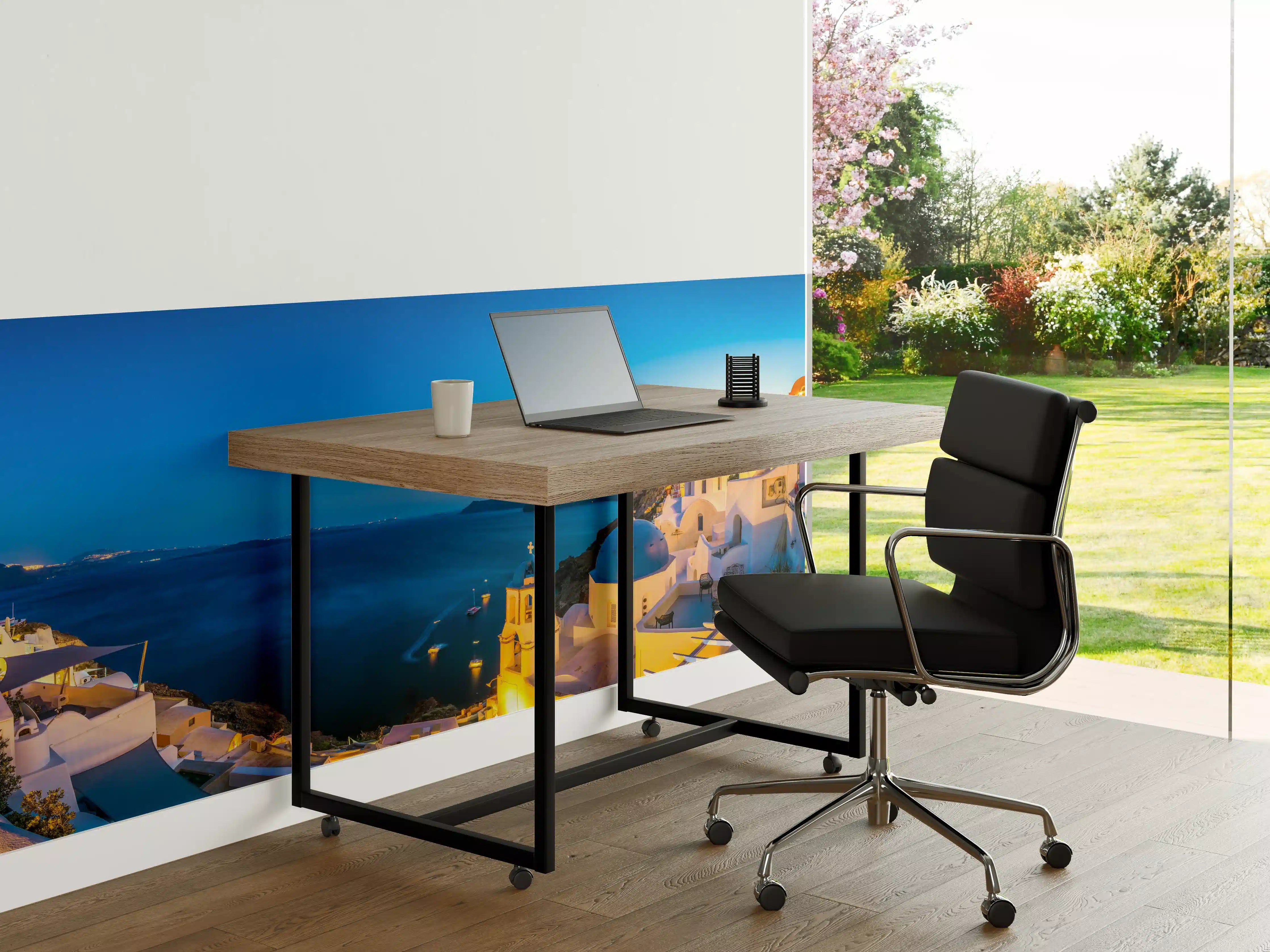 Büro Wandgestaltung - Santorini Blau-Weiß Panorama