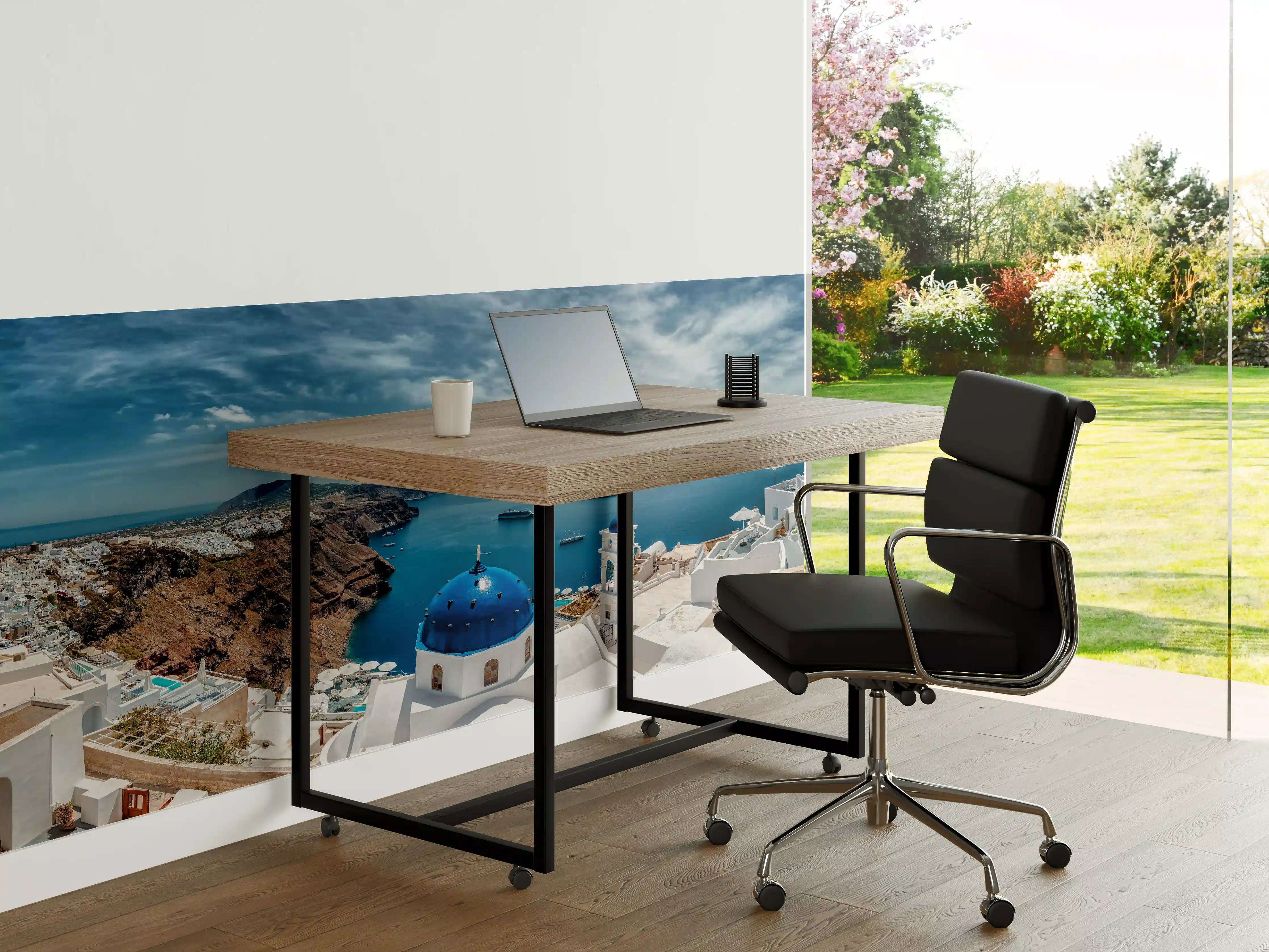Büro Wandgestaltung - Santorini Blau-Weiß Panoramablick