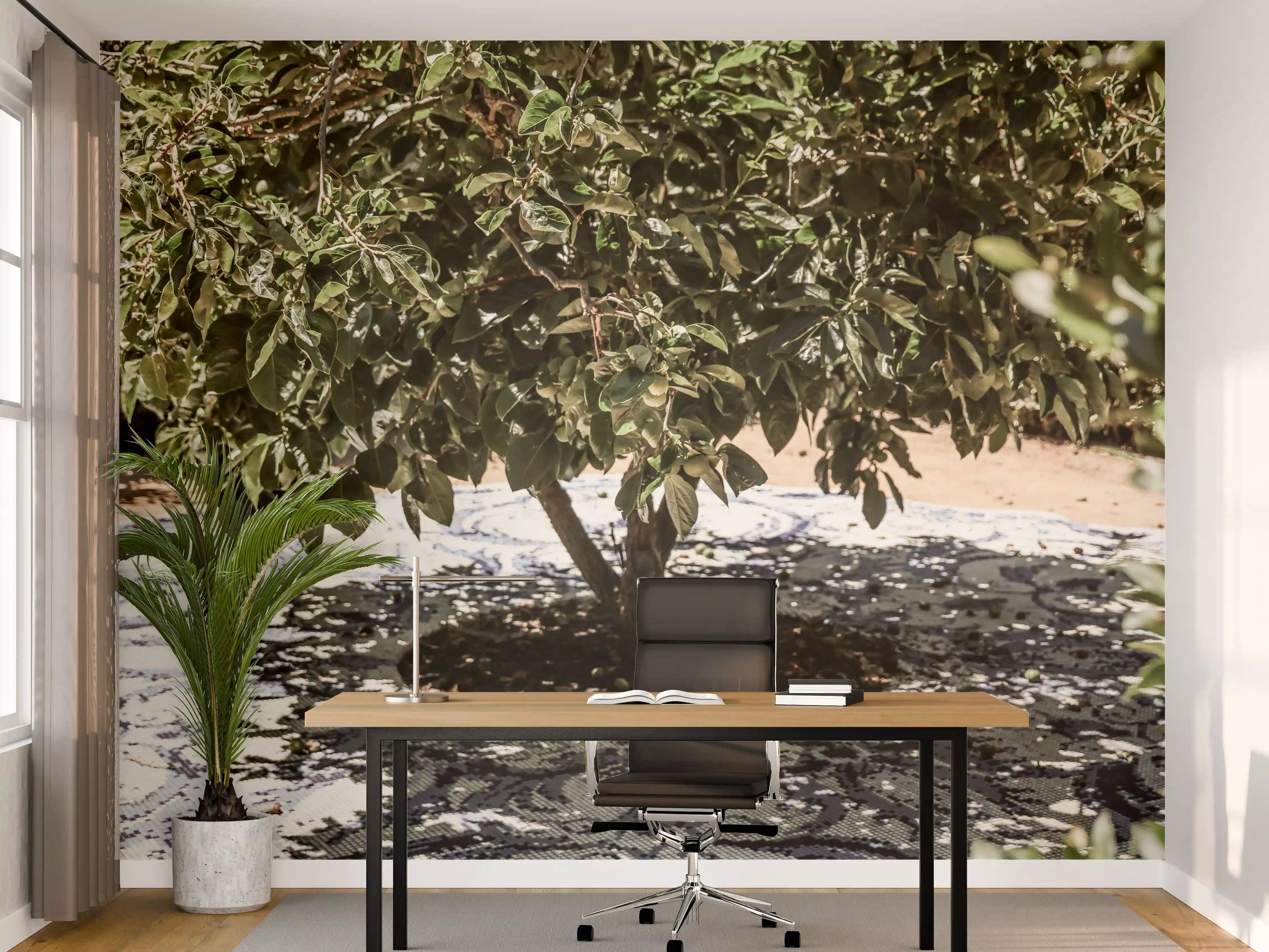Büro Wandgestaltung - Schattiges Baummosaik Natur
