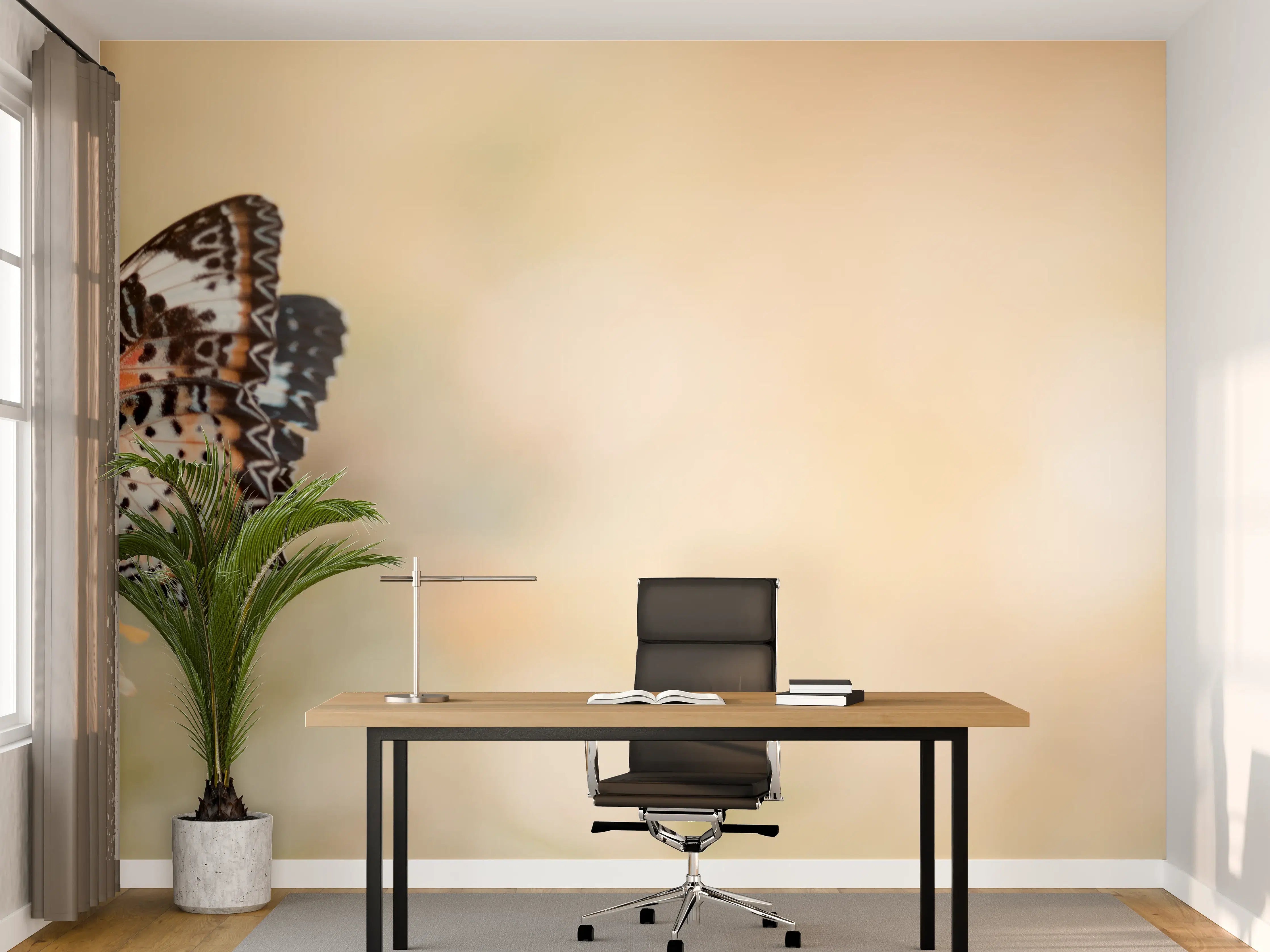 Büro Wandgestaltung - Schmetterling auf eine orangene Blume