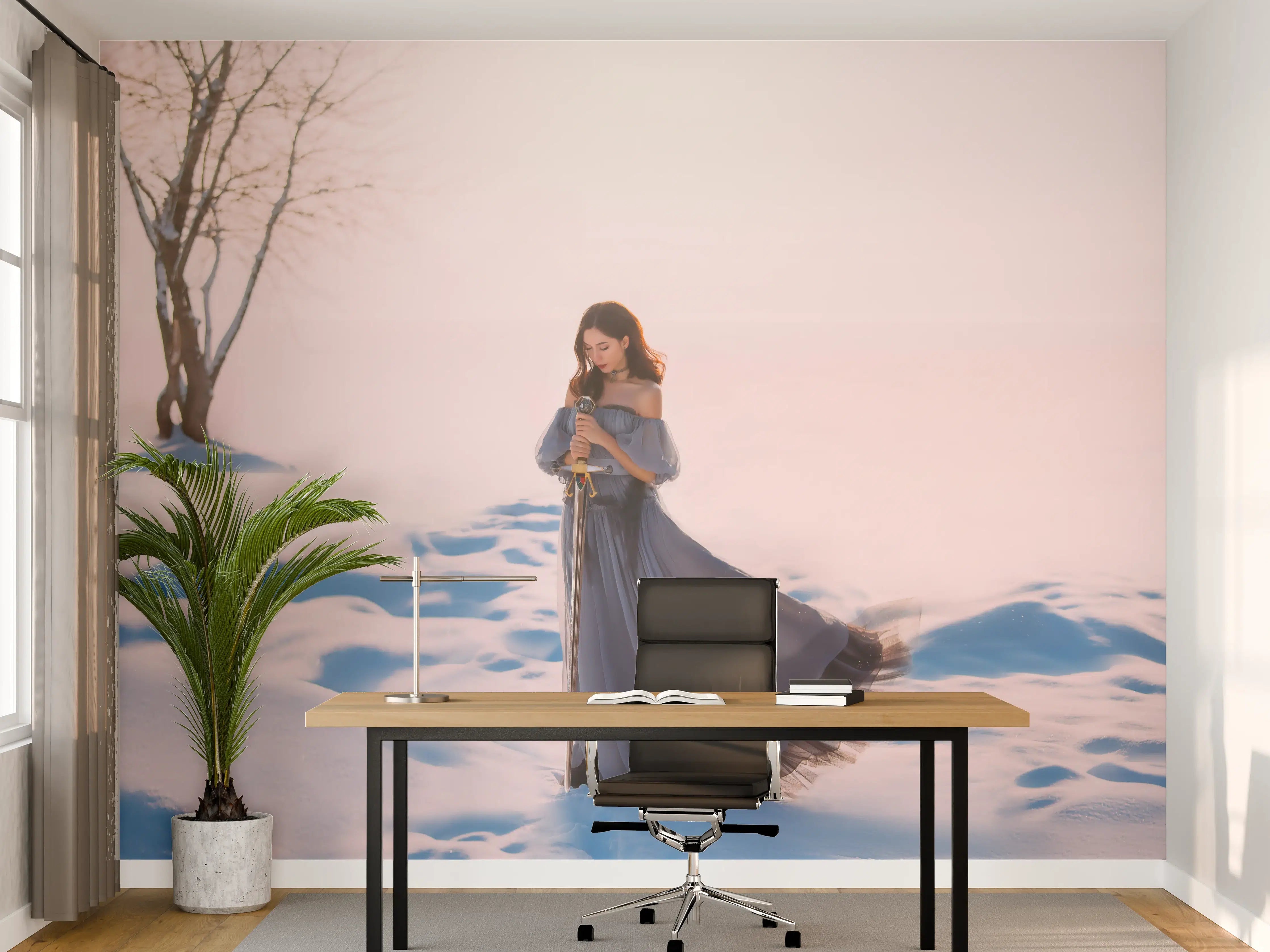 Büro Wandgestaltung - Schnee-Königin mit Schwert