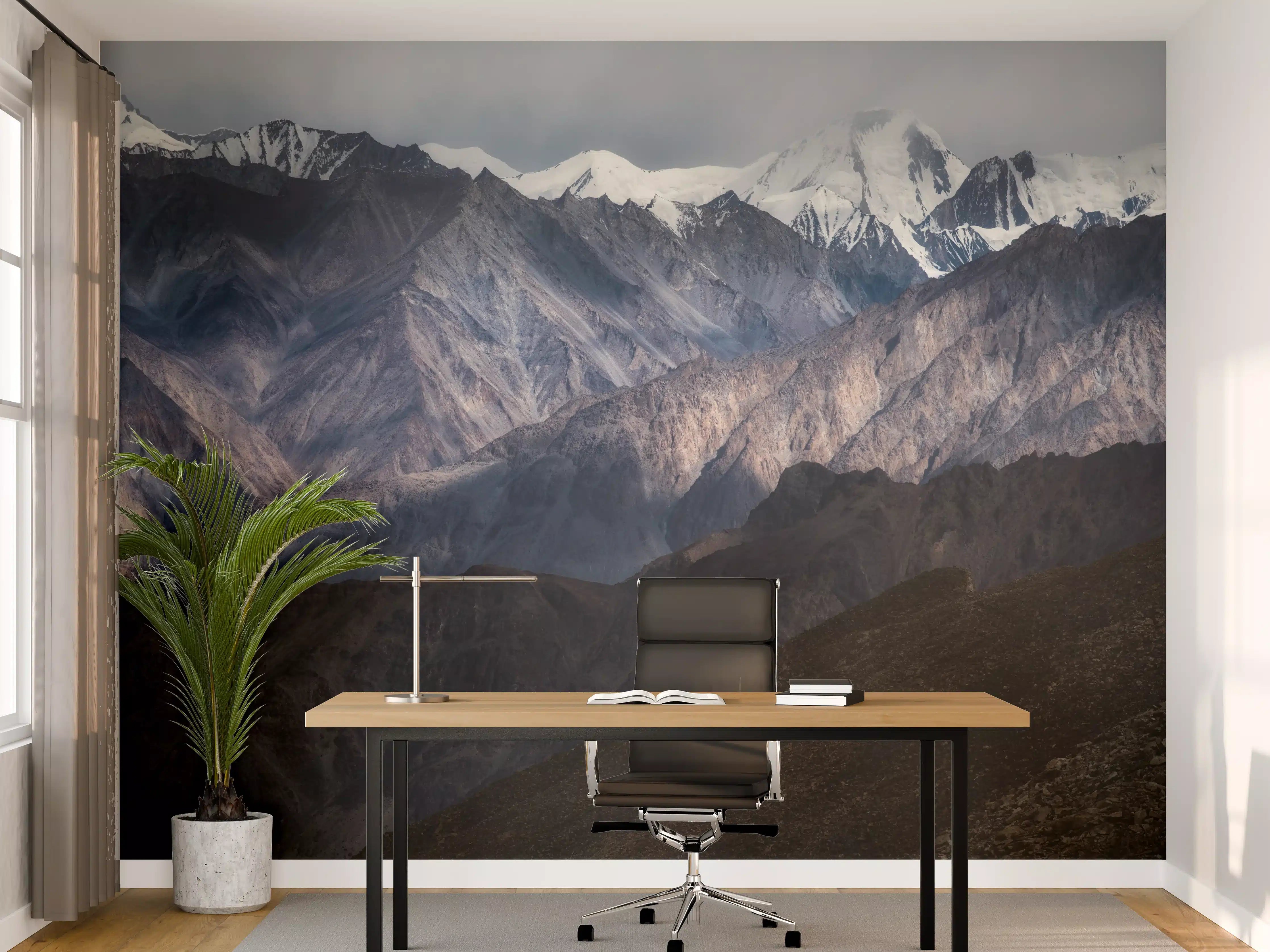 Büro Wandgestaltung - Schneebedeckte Bergspitzen Panorama