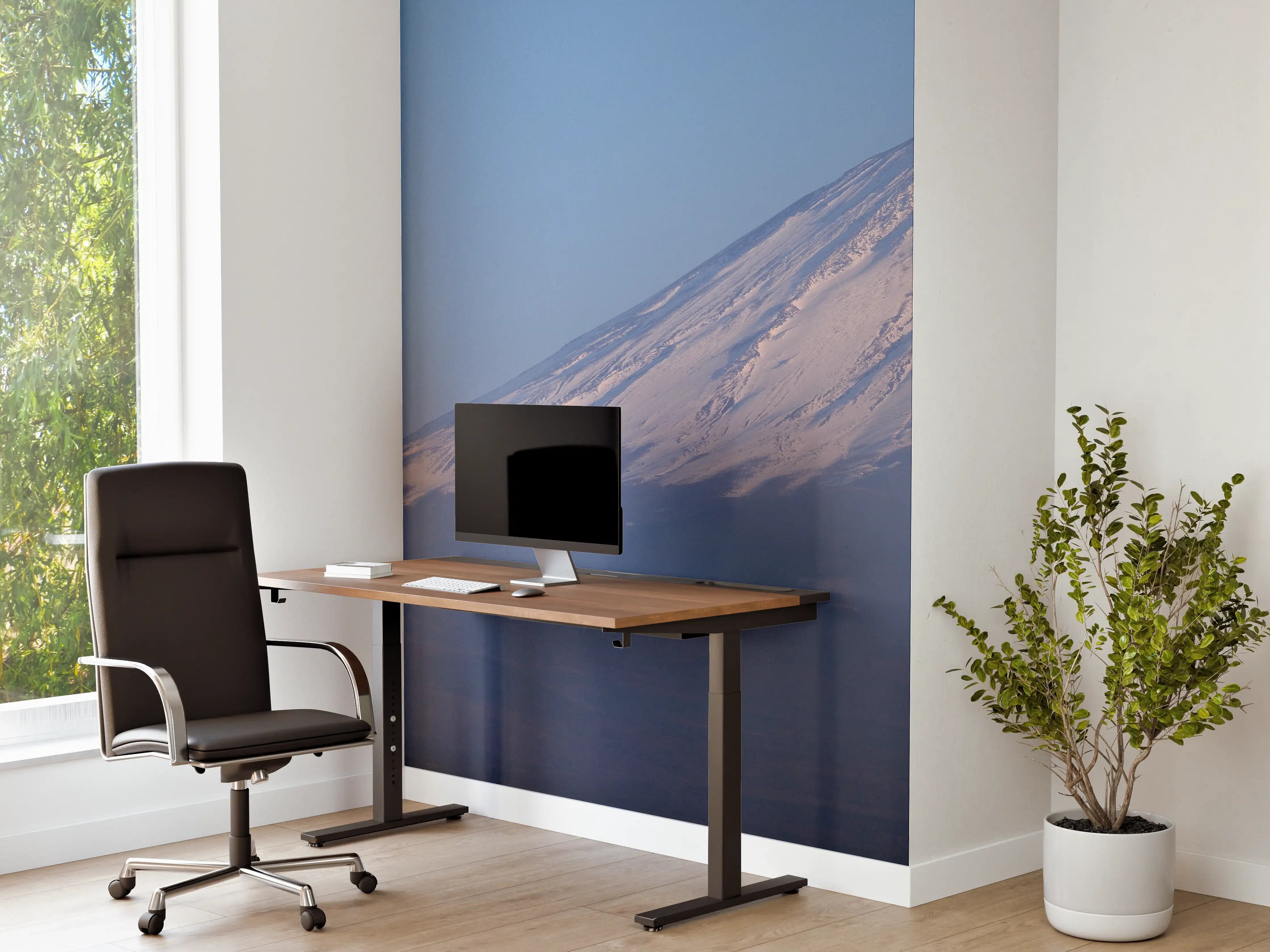 Büro Wandgestaltung - Schneebedeuter Vulkan im Morgenlicht