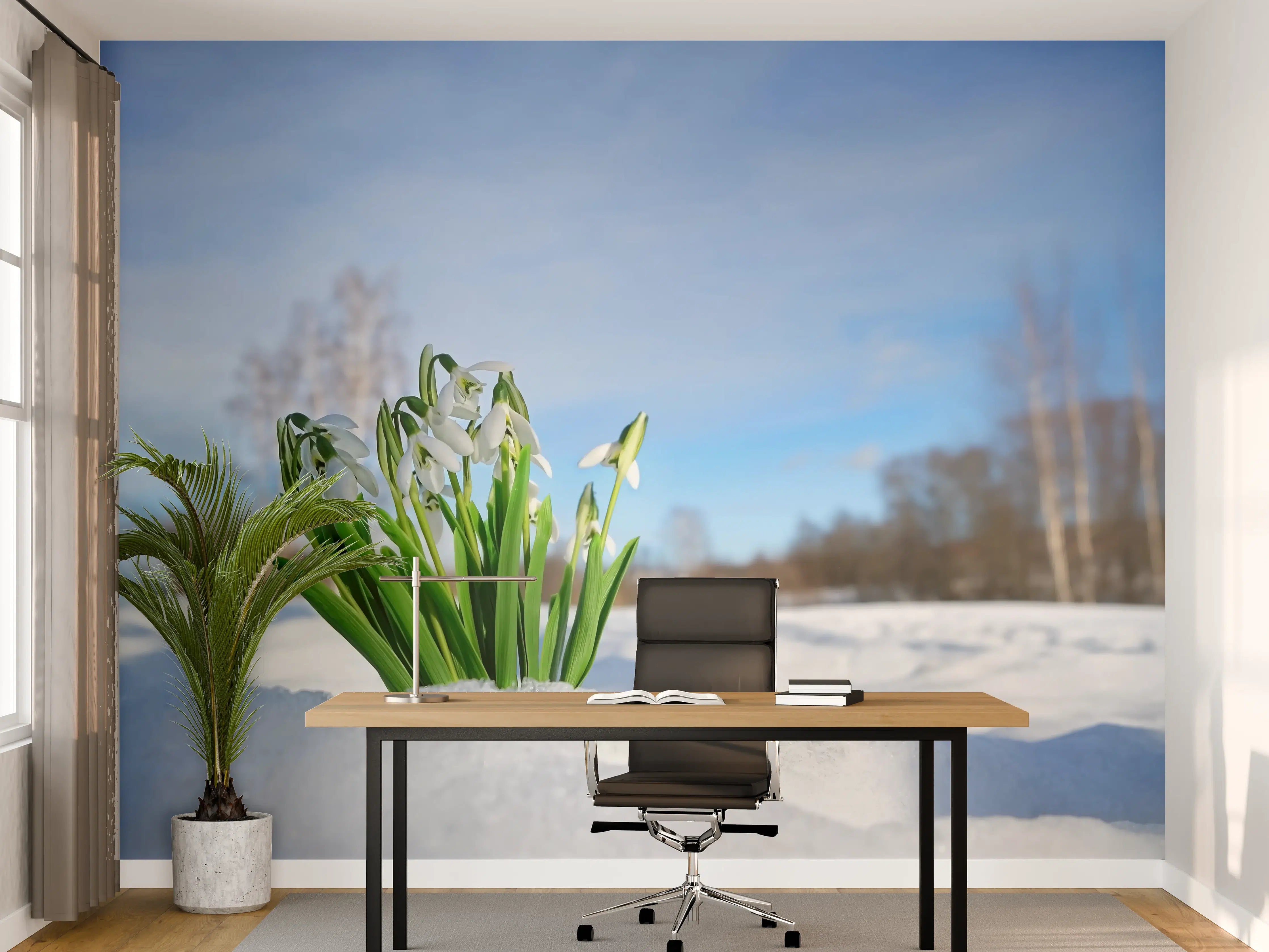 Büro Wandgestaltung - Schneeglöckchen im Schnee