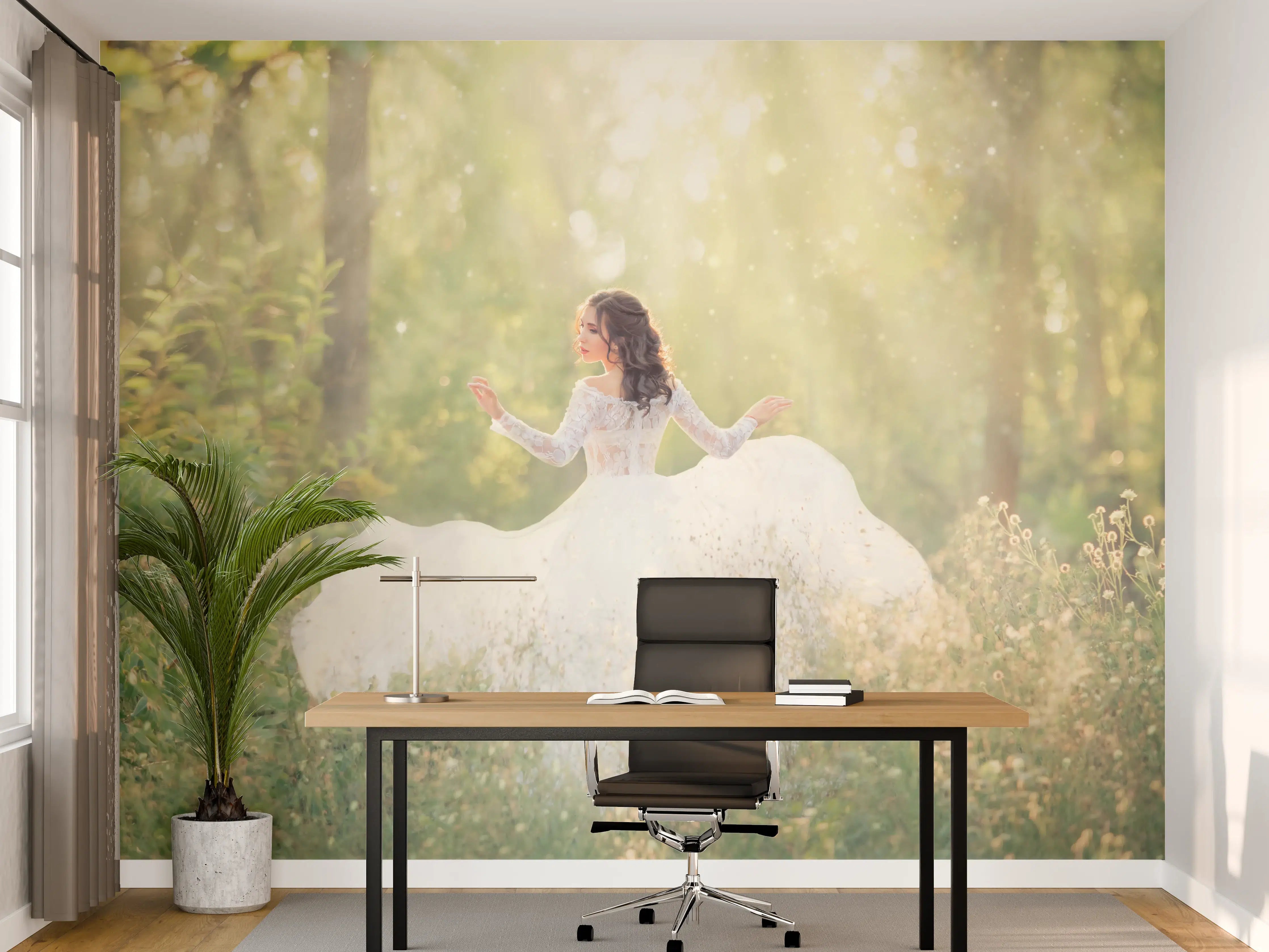 Büro Wandgestaltung - Schöne Braut im Wald
