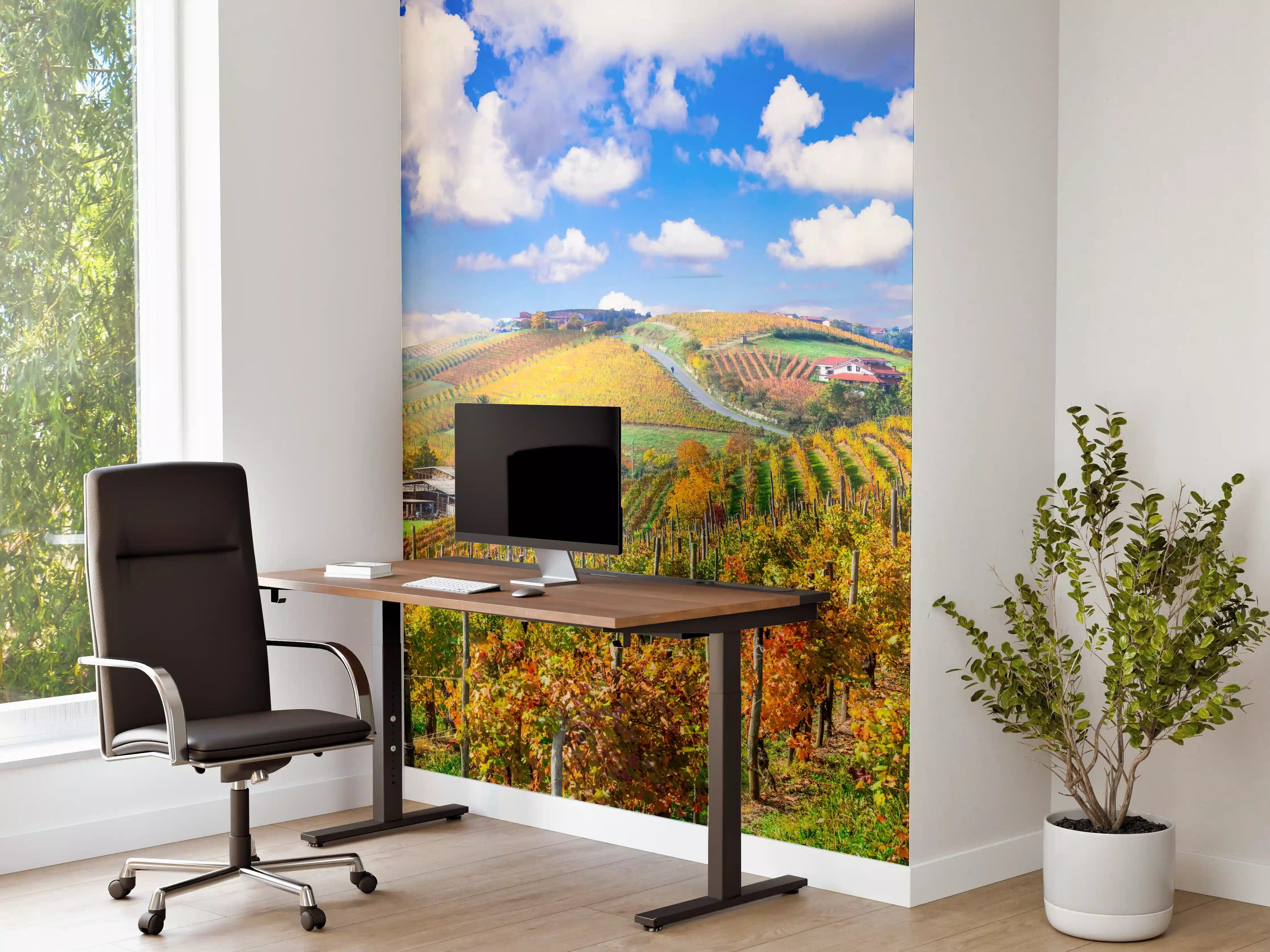 Büro Wandgestaltung - Schöne Herbstlandschaft mit Weinbergen - Toskana