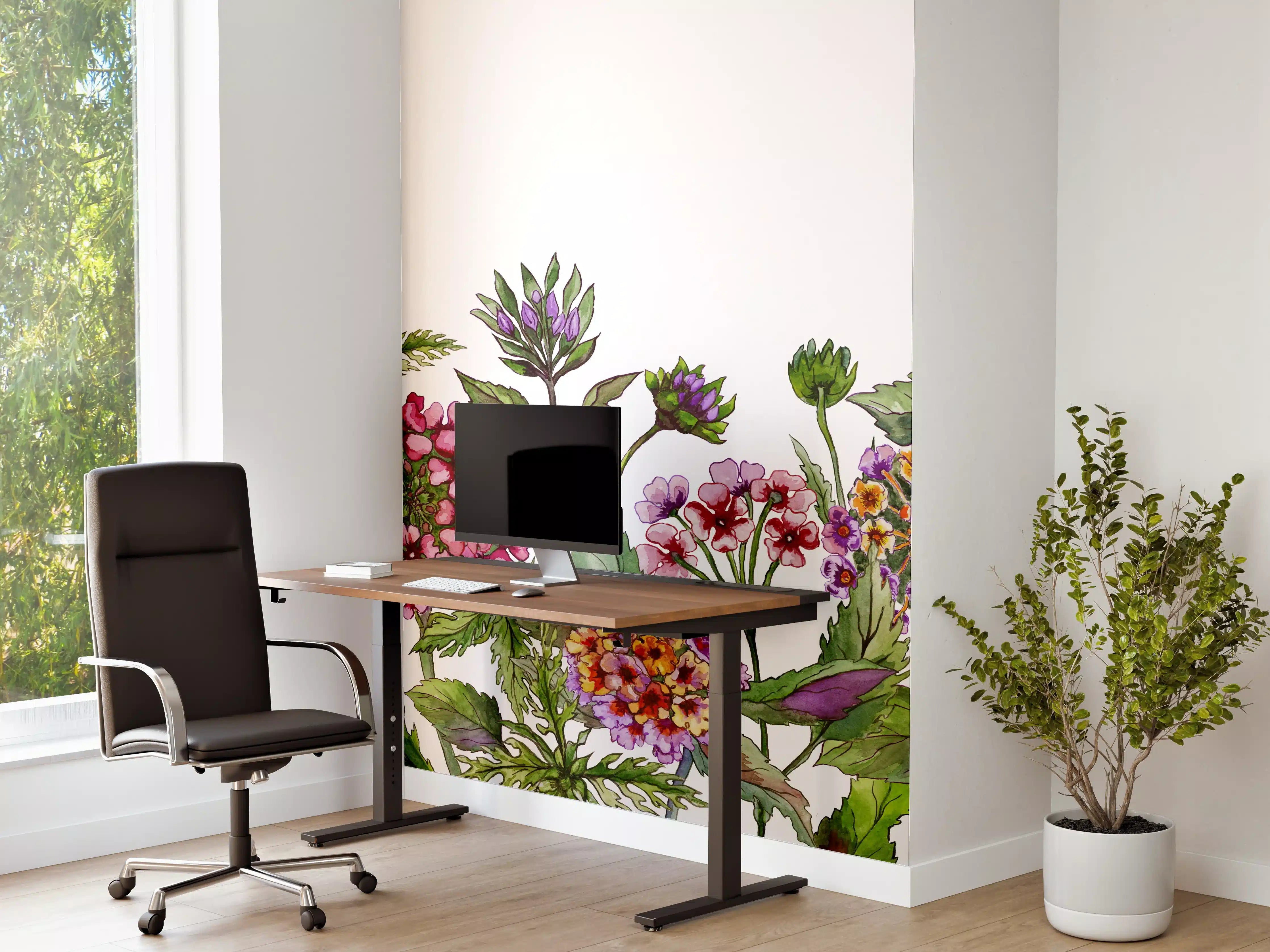 Büro Wandgestaltung - Schöne Lantana-Blüten mit grünem Blätter