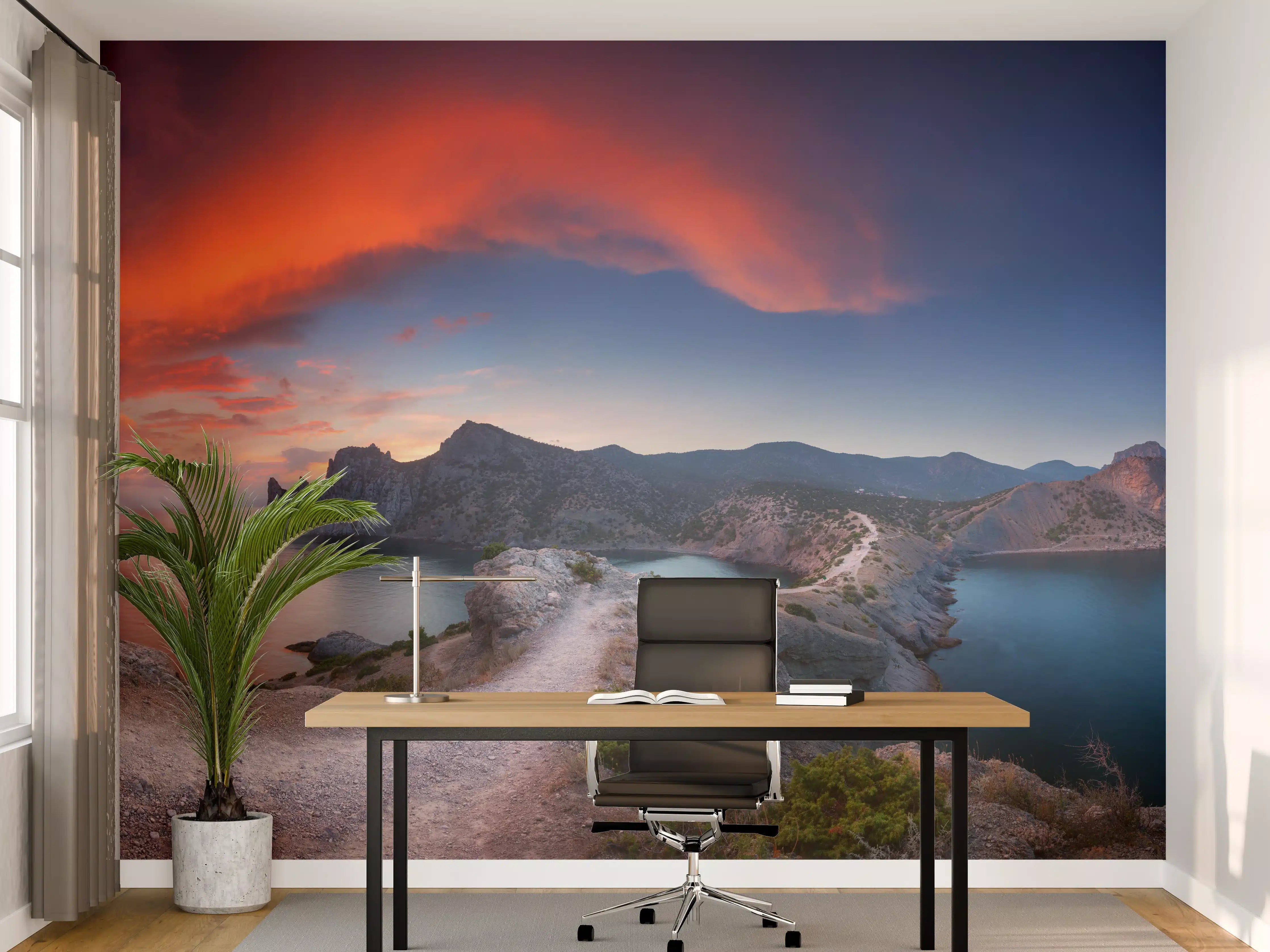 Büro Wandgestaltung - Schöne Panoramalandschaft mit Bergen