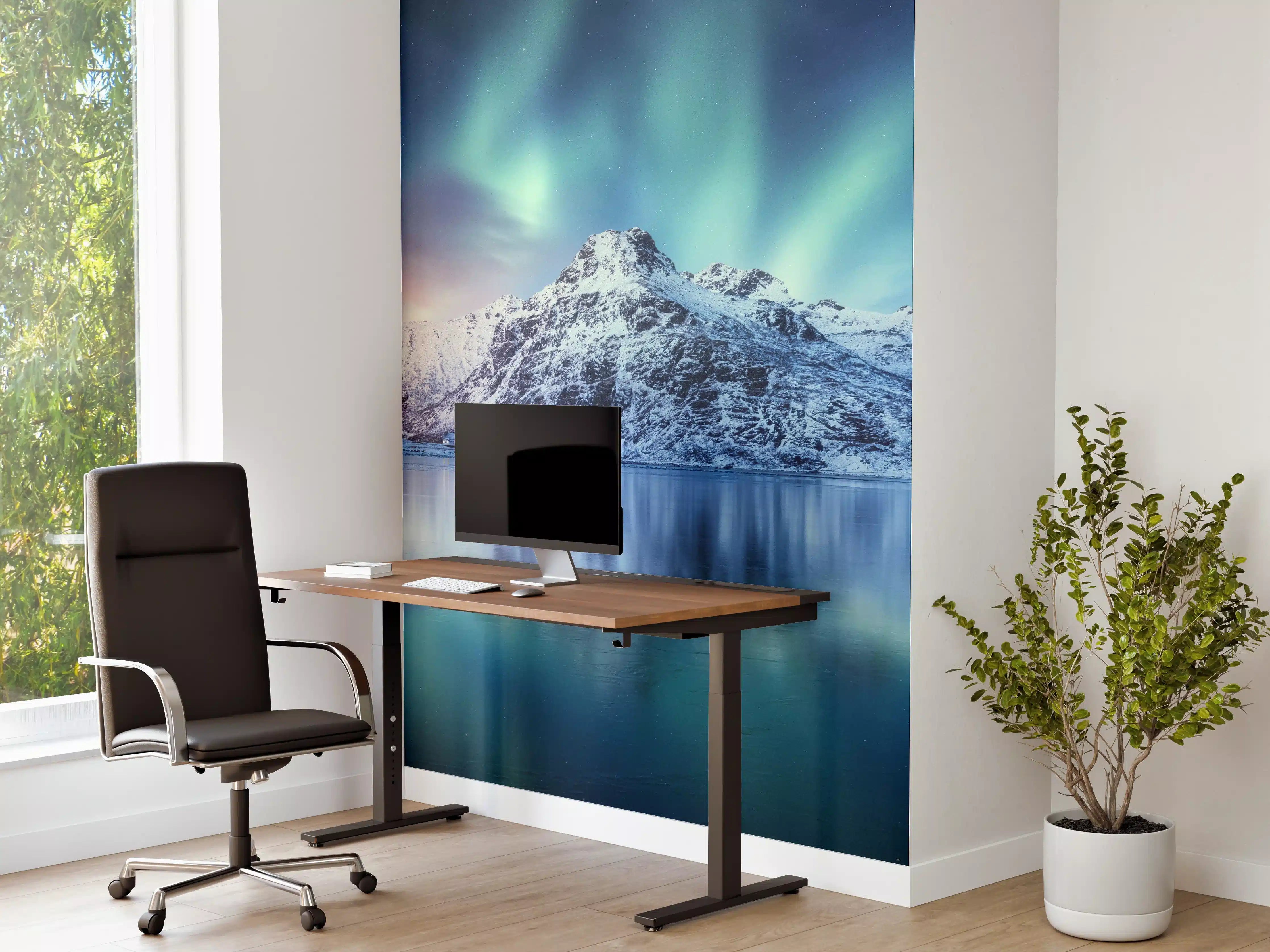 Büro Wandgestaltung - Schöne Polarlichter über dem Berg