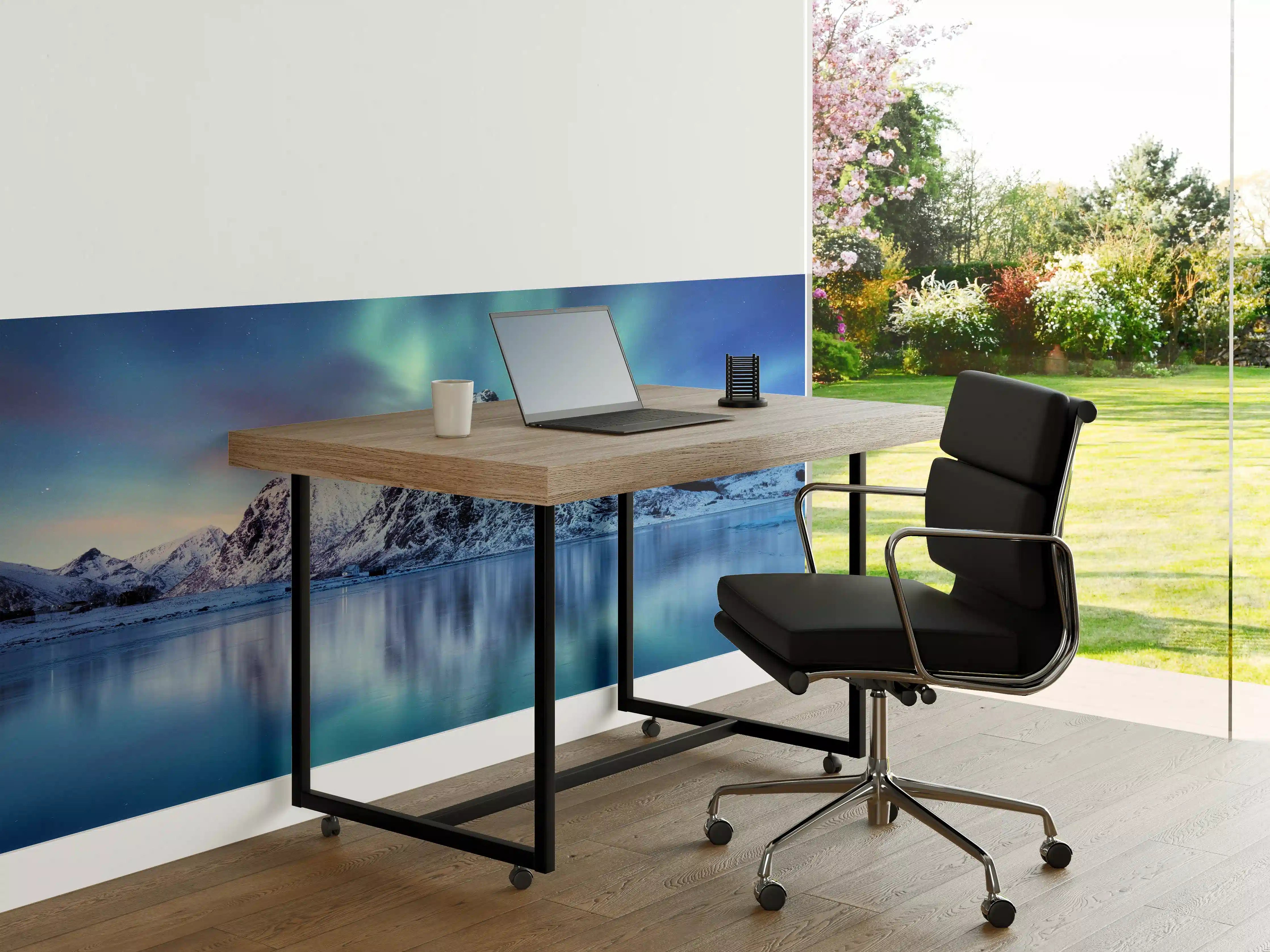 Büro Wandgestaltung - Schöne Polarlichter über dem Berg