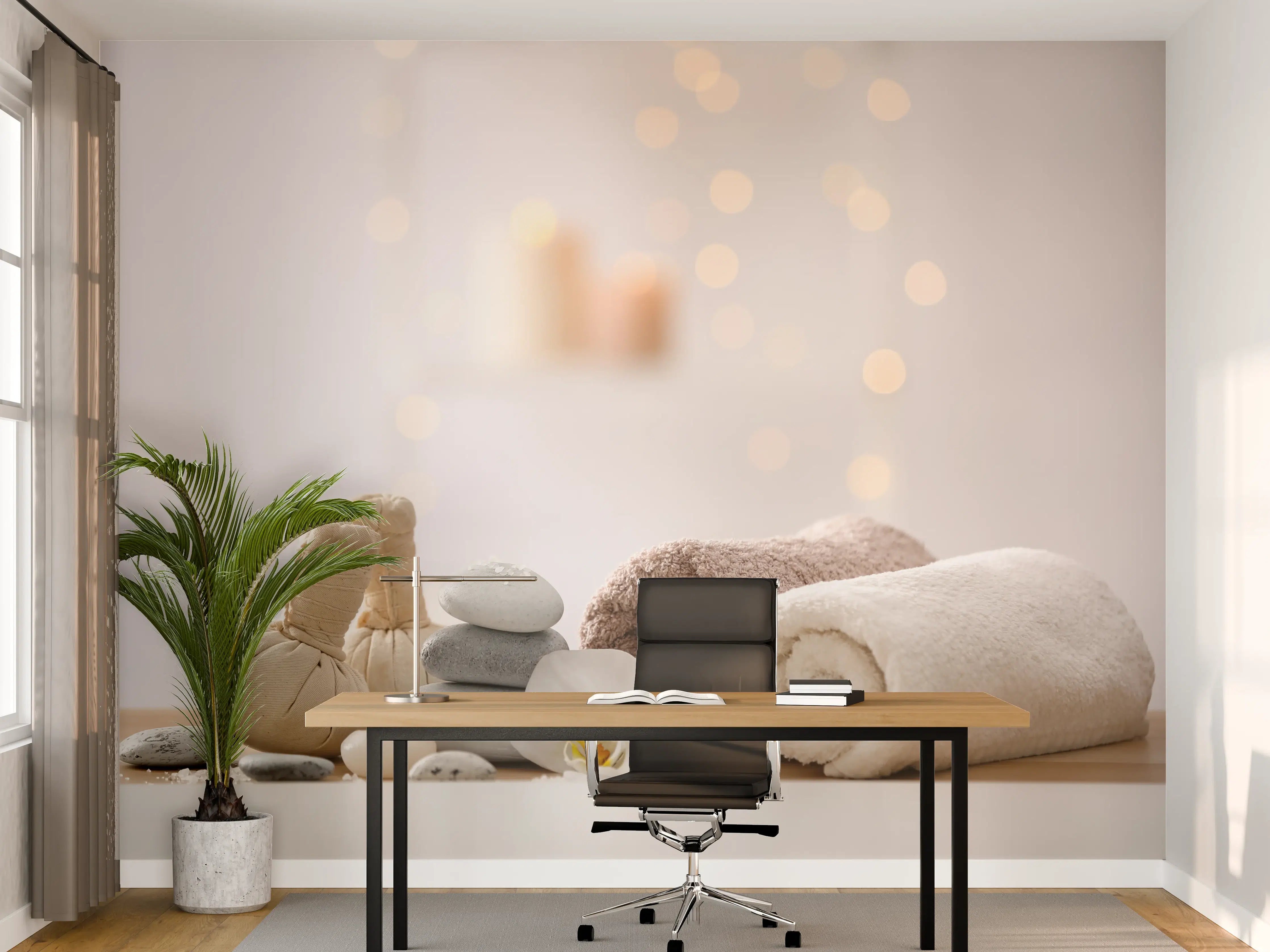 Büro Wandgestaltung - Schöne Spa-Komposition auf Tisch