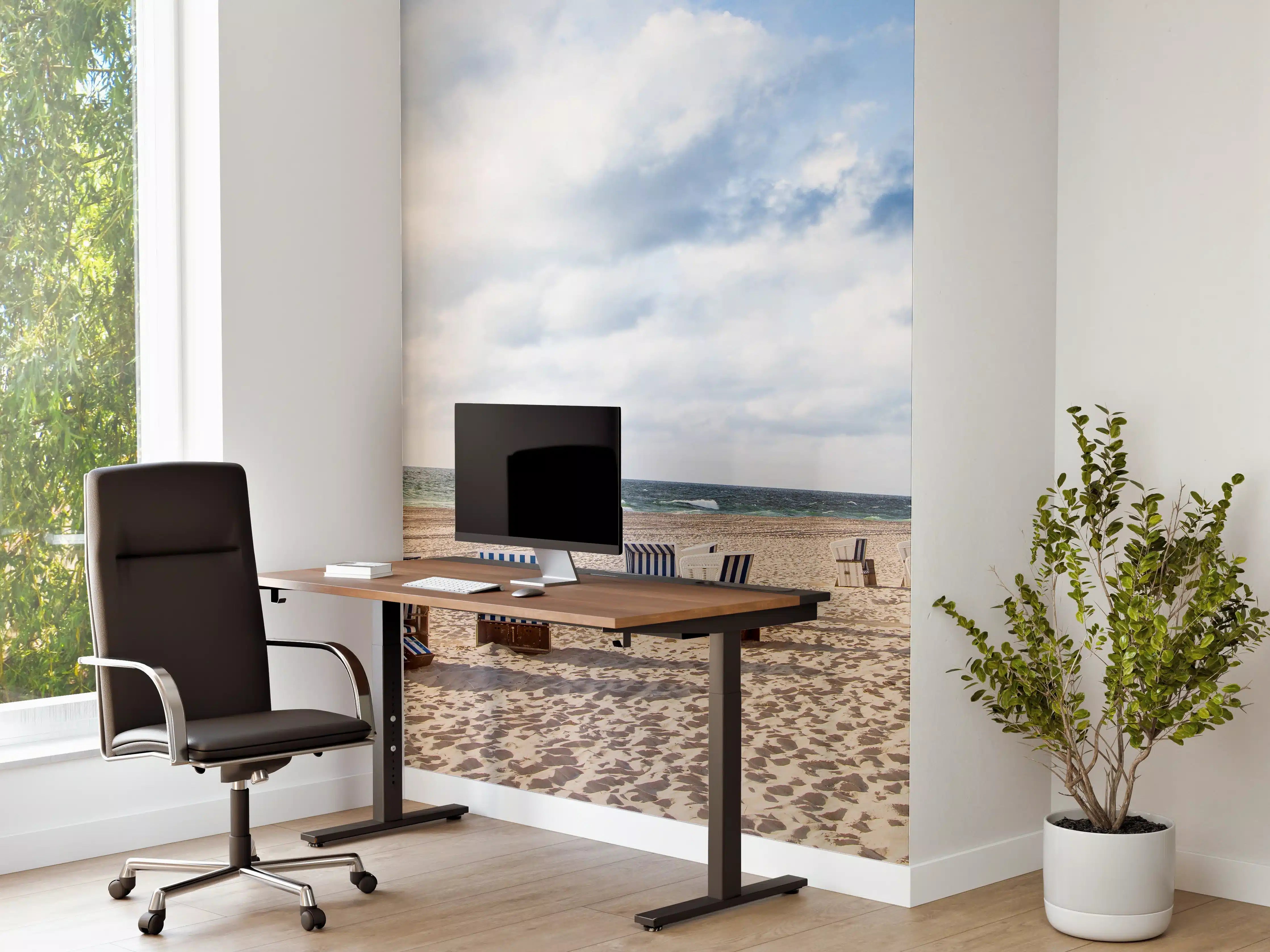Büro Wandgestaltung - Schöne Strandliegestühle in Blau und Weiß