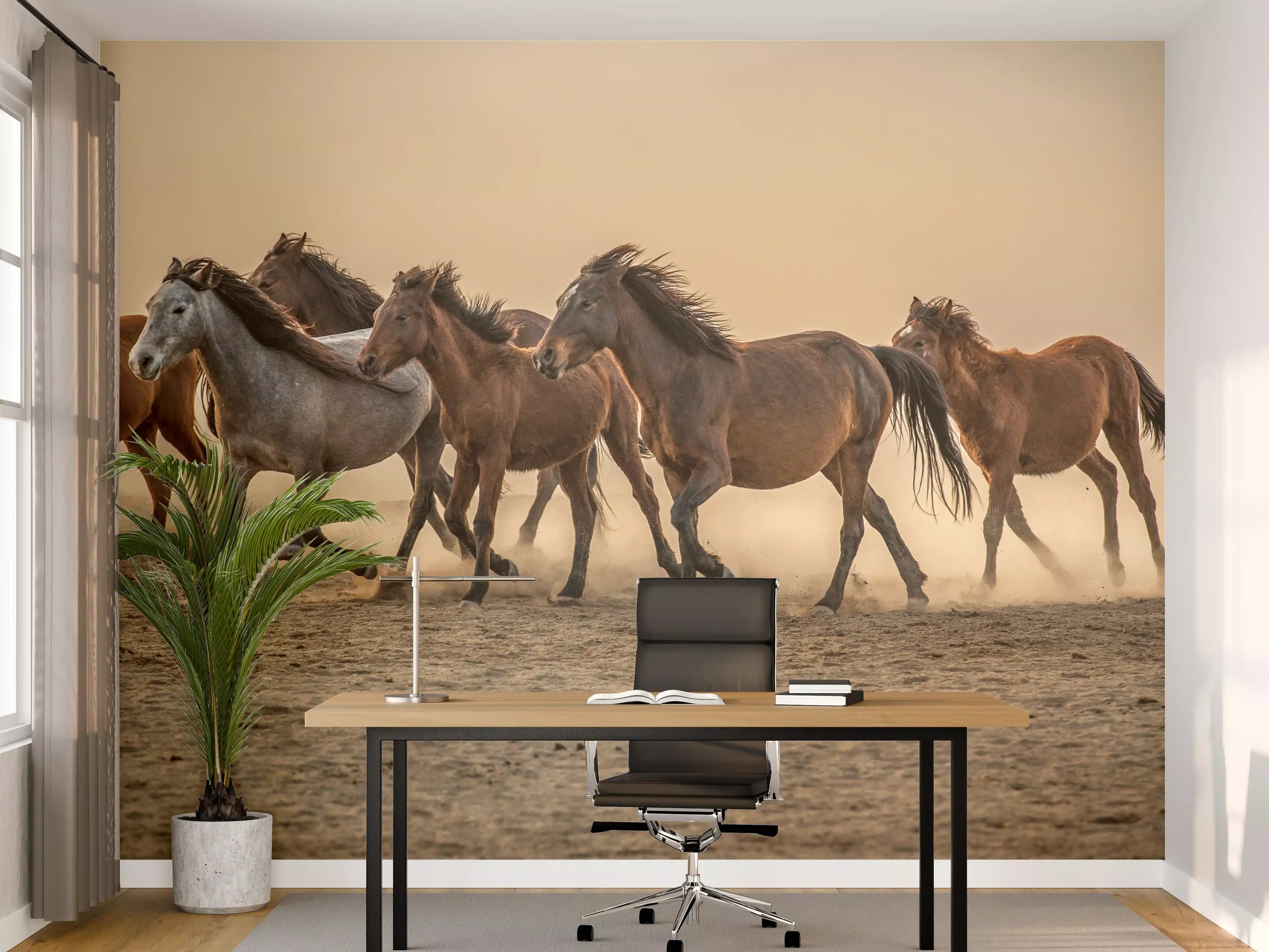Büro Wandgestaltung - Schöne galoppierende Pferdeherde 