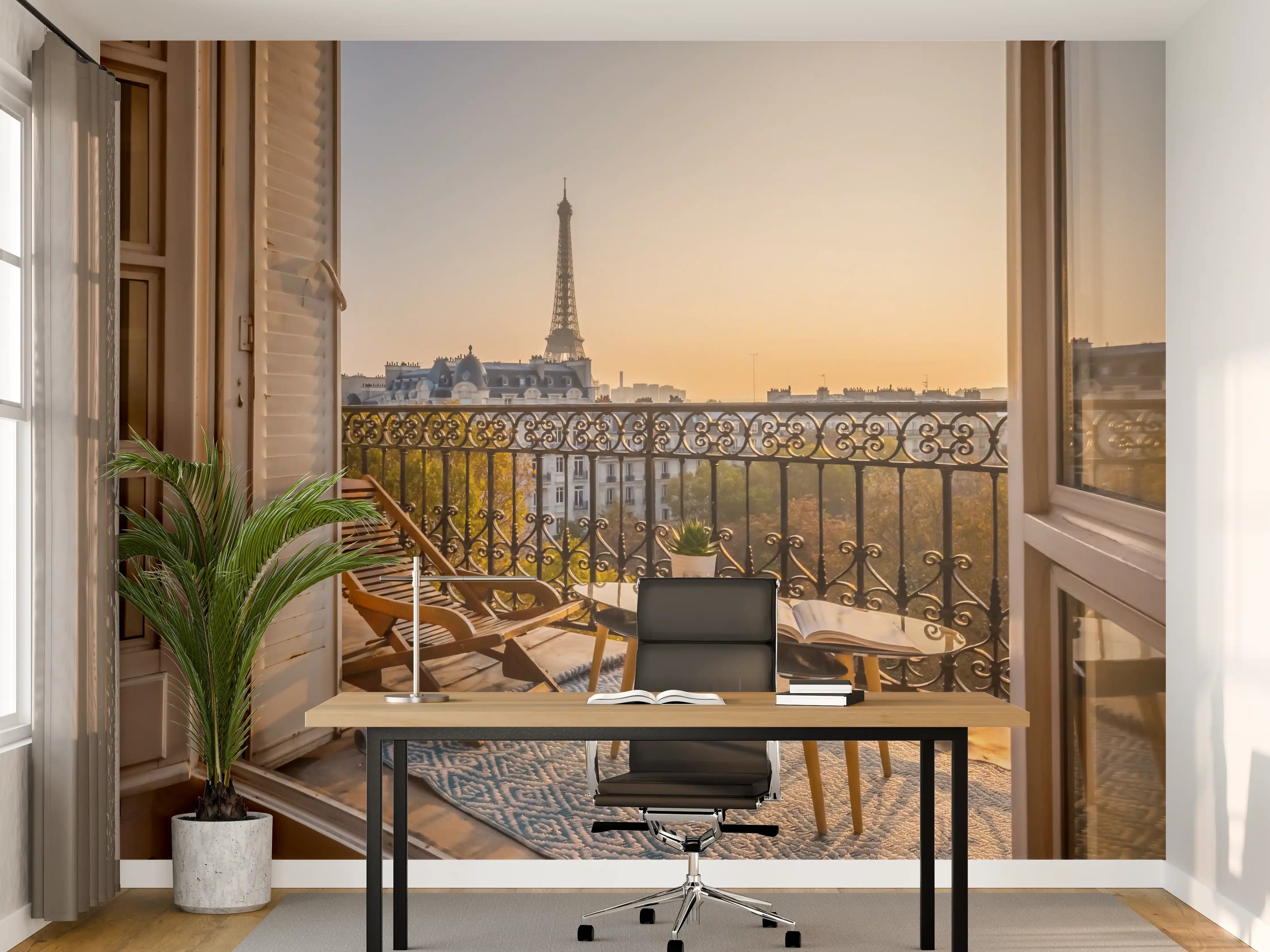 Büro Wandgestaltung - Schöner Pariser Balkon bei Sonnenuntergang
