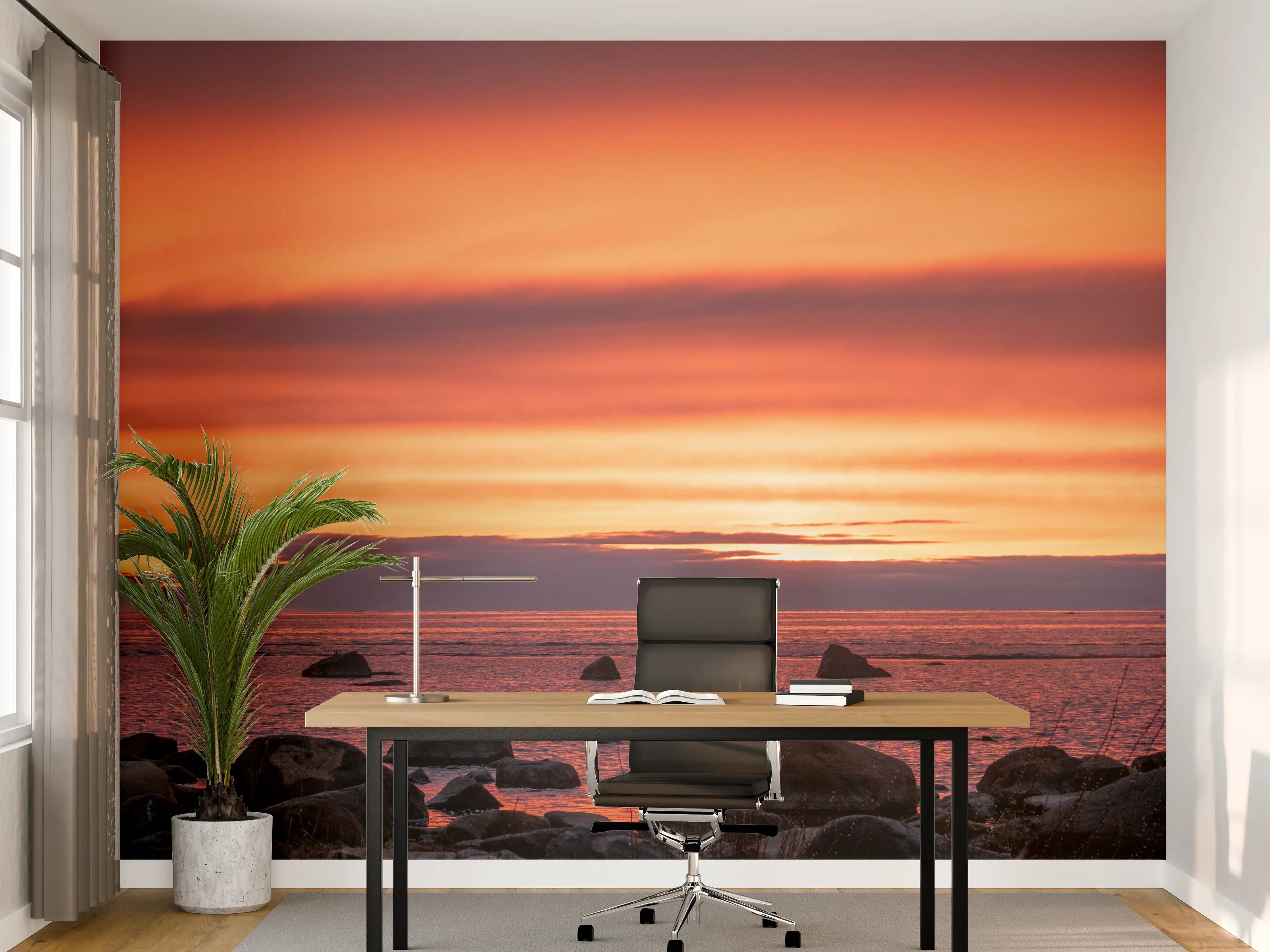 Büro Wandgestaltung - Schöner Sonnenuntergang am Meer