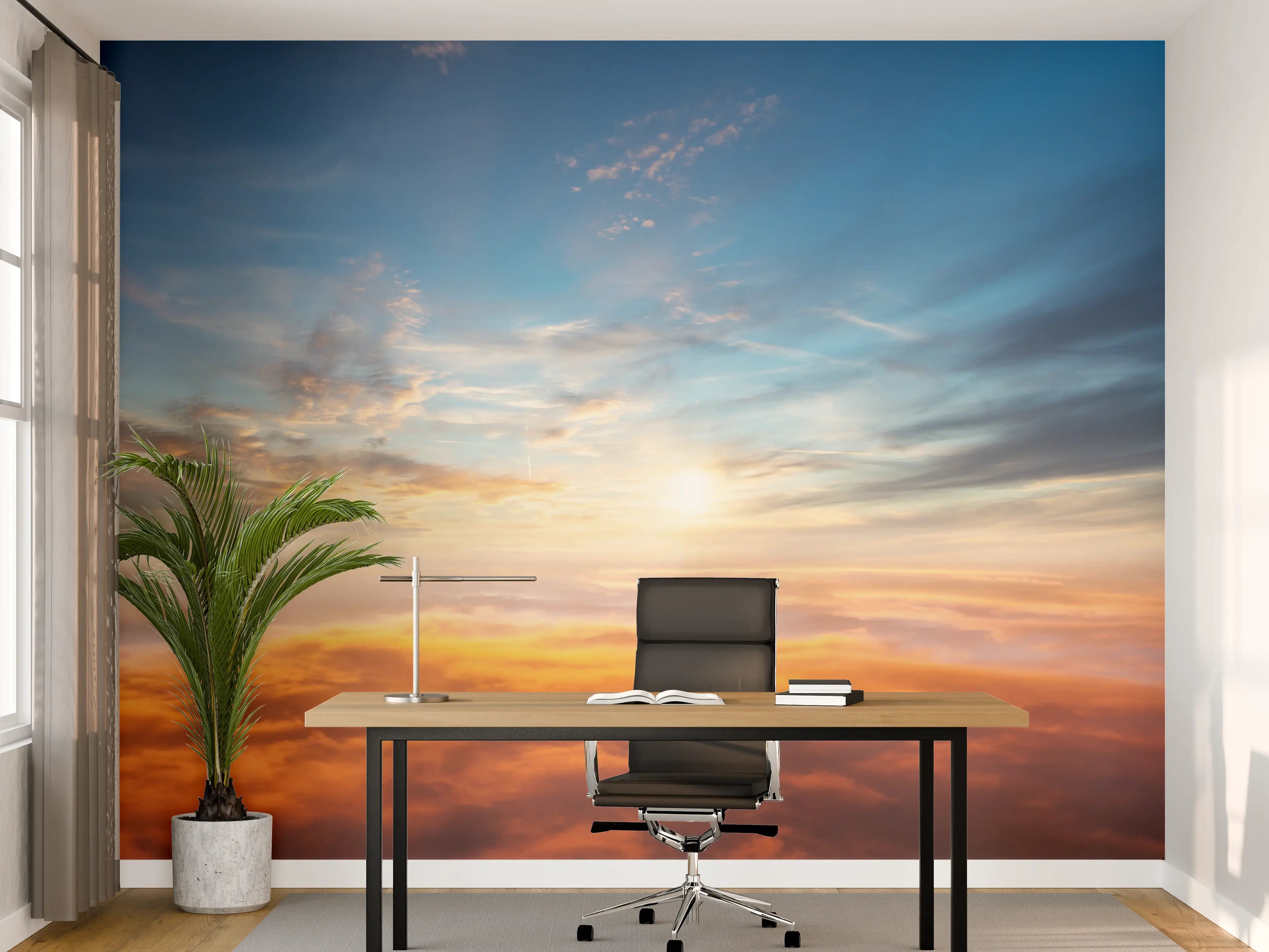 Büro Wandgestaltung - Schöner Sonnenuntergang über den Wolken