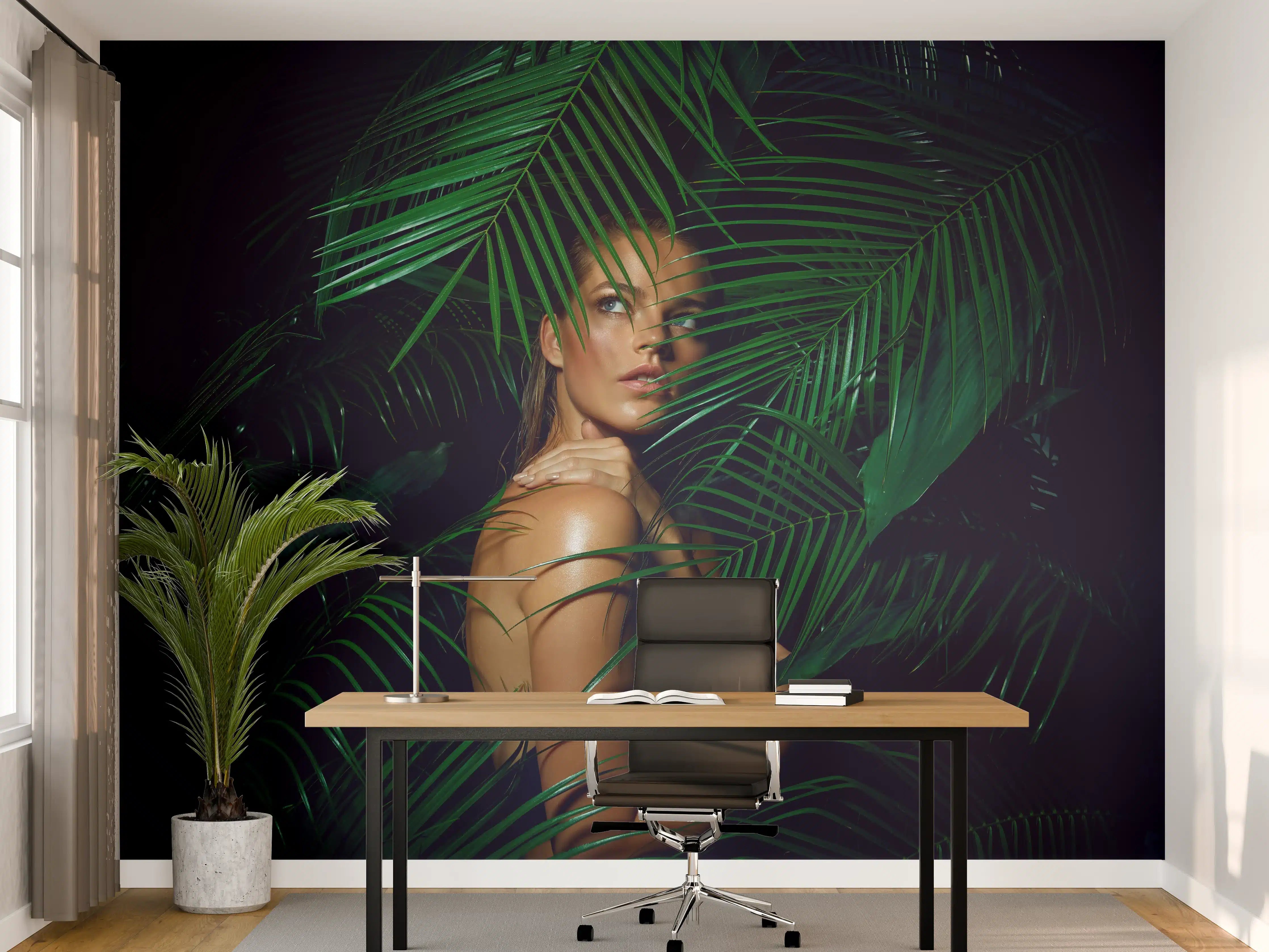 Büro Wandgestaltung - Schönes Mädchen im Dschungel