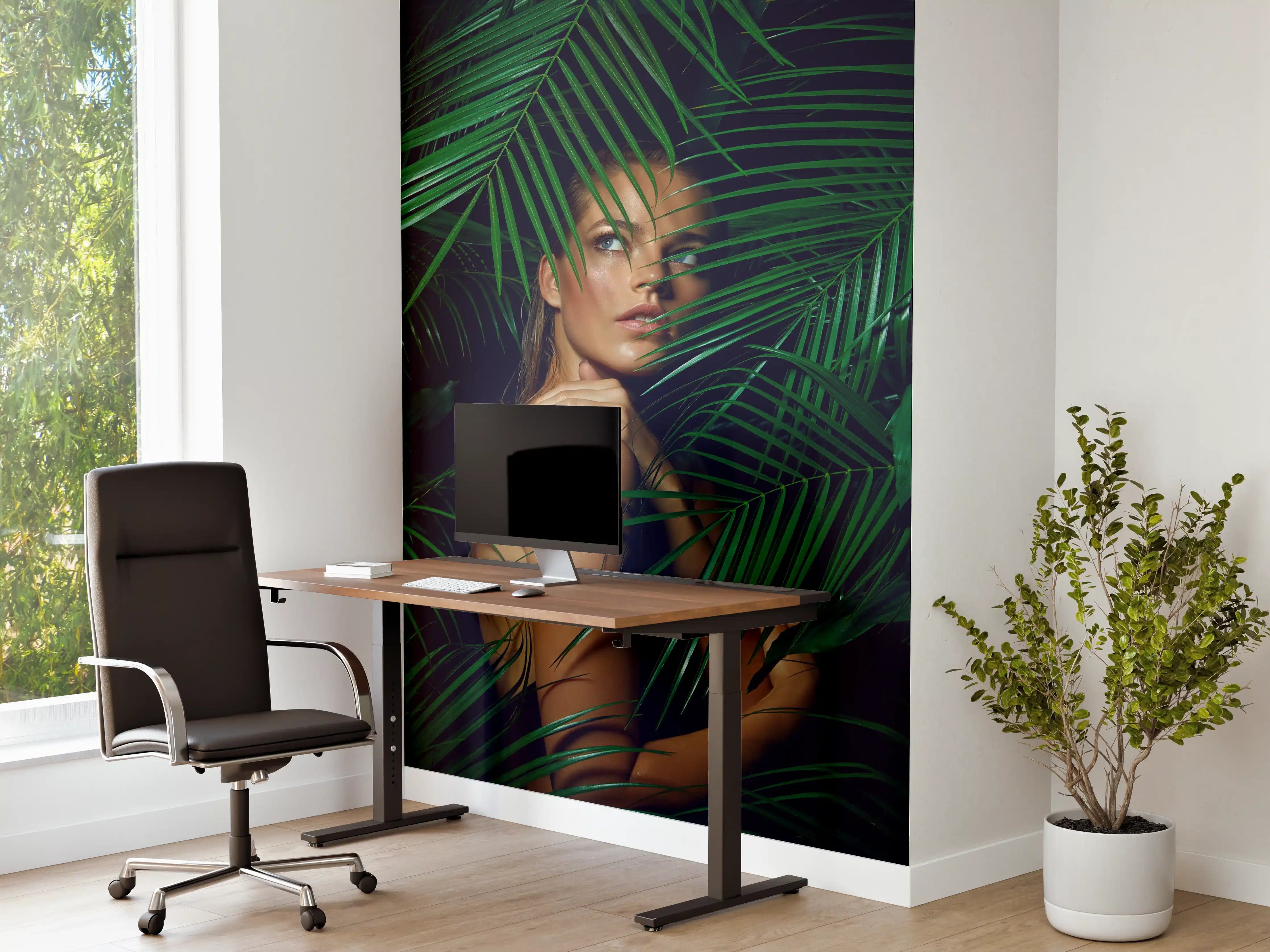 Büro Wandgestaltung - Schönes Mädchen im Dschungel