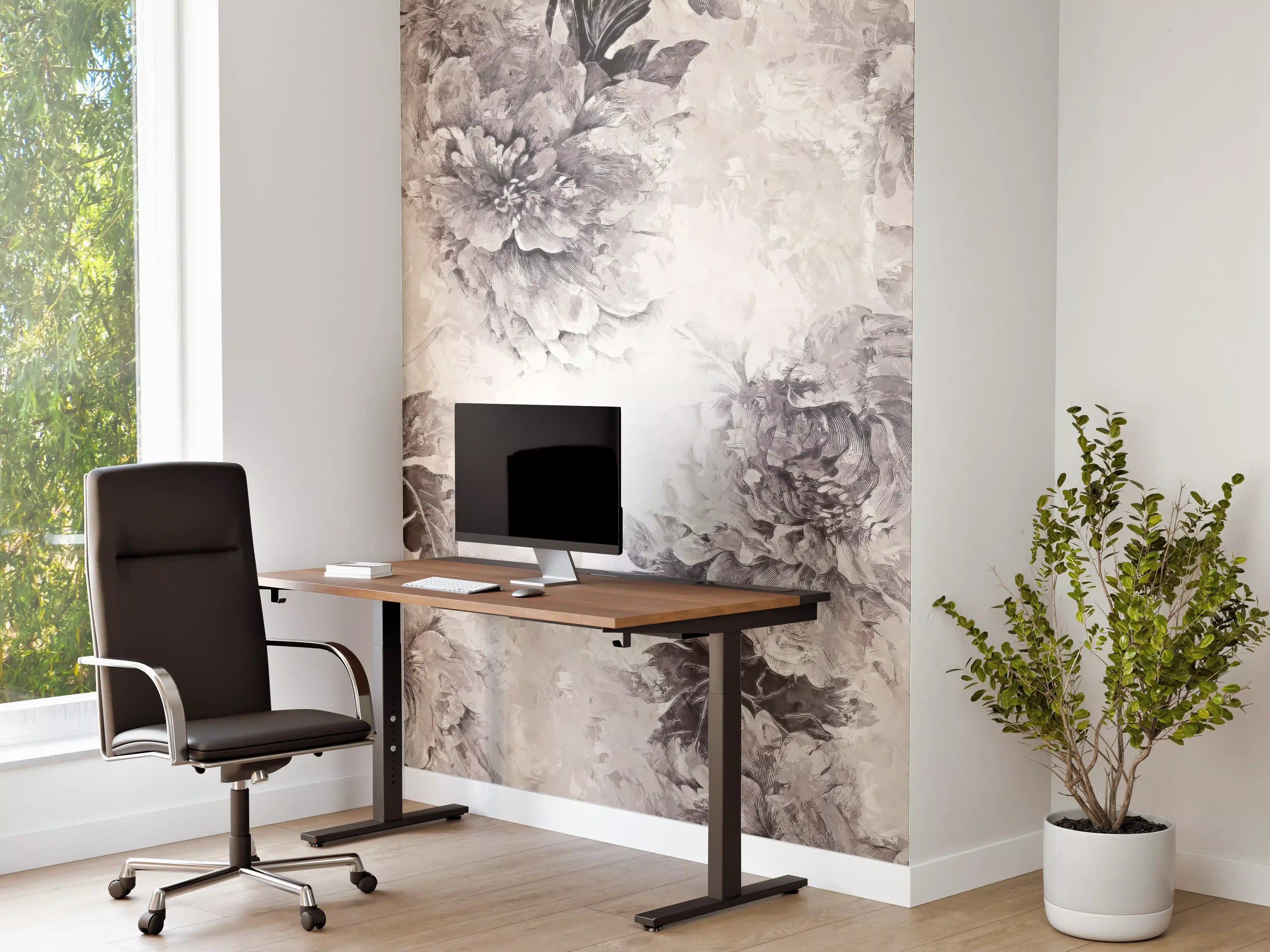 Büro Wandgestaltung - Schwarz - weißes Pflanzen Gemälde