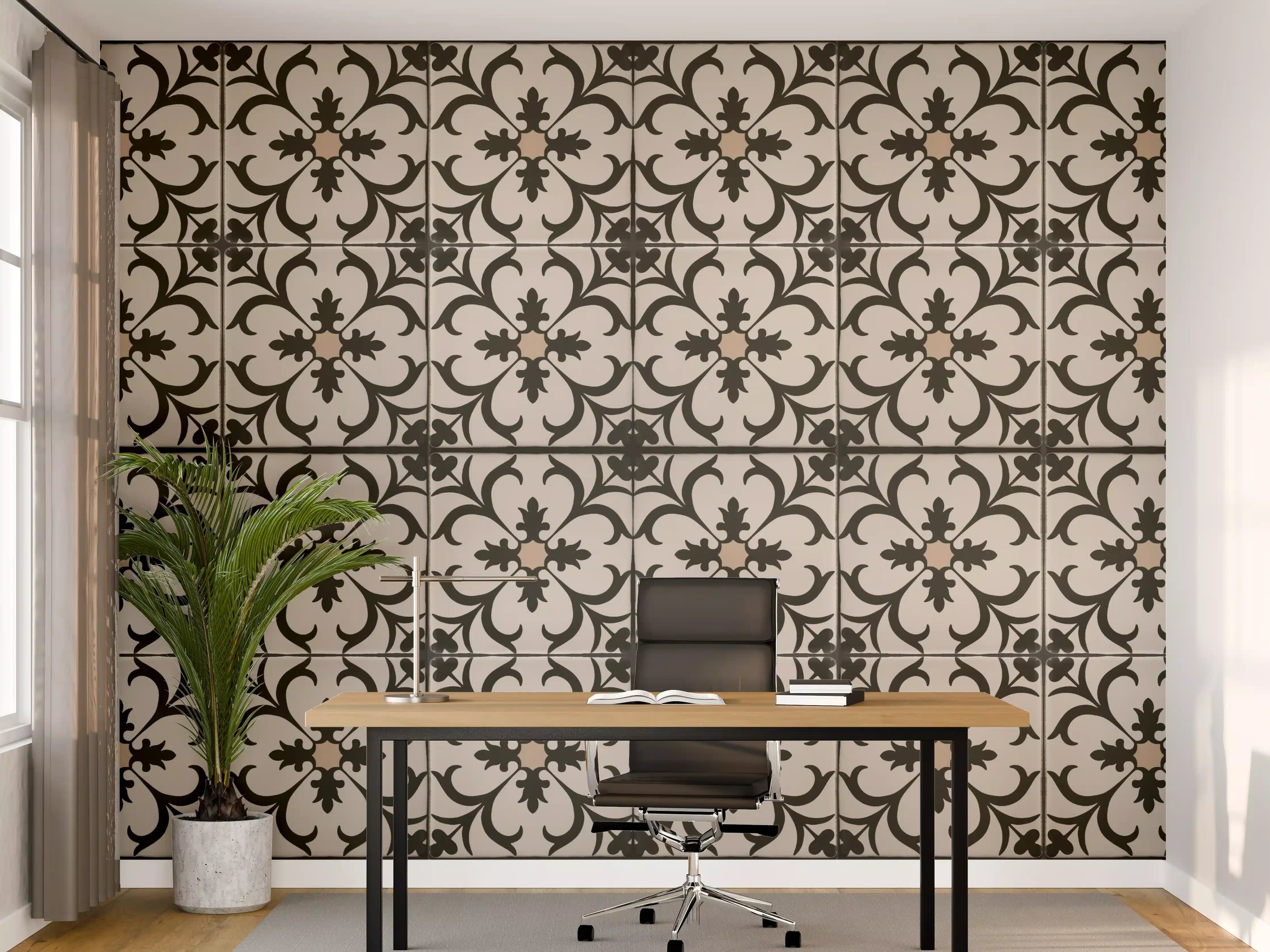 Büro Wandgestaltung - Schwarz Braun Vintage Mosaik