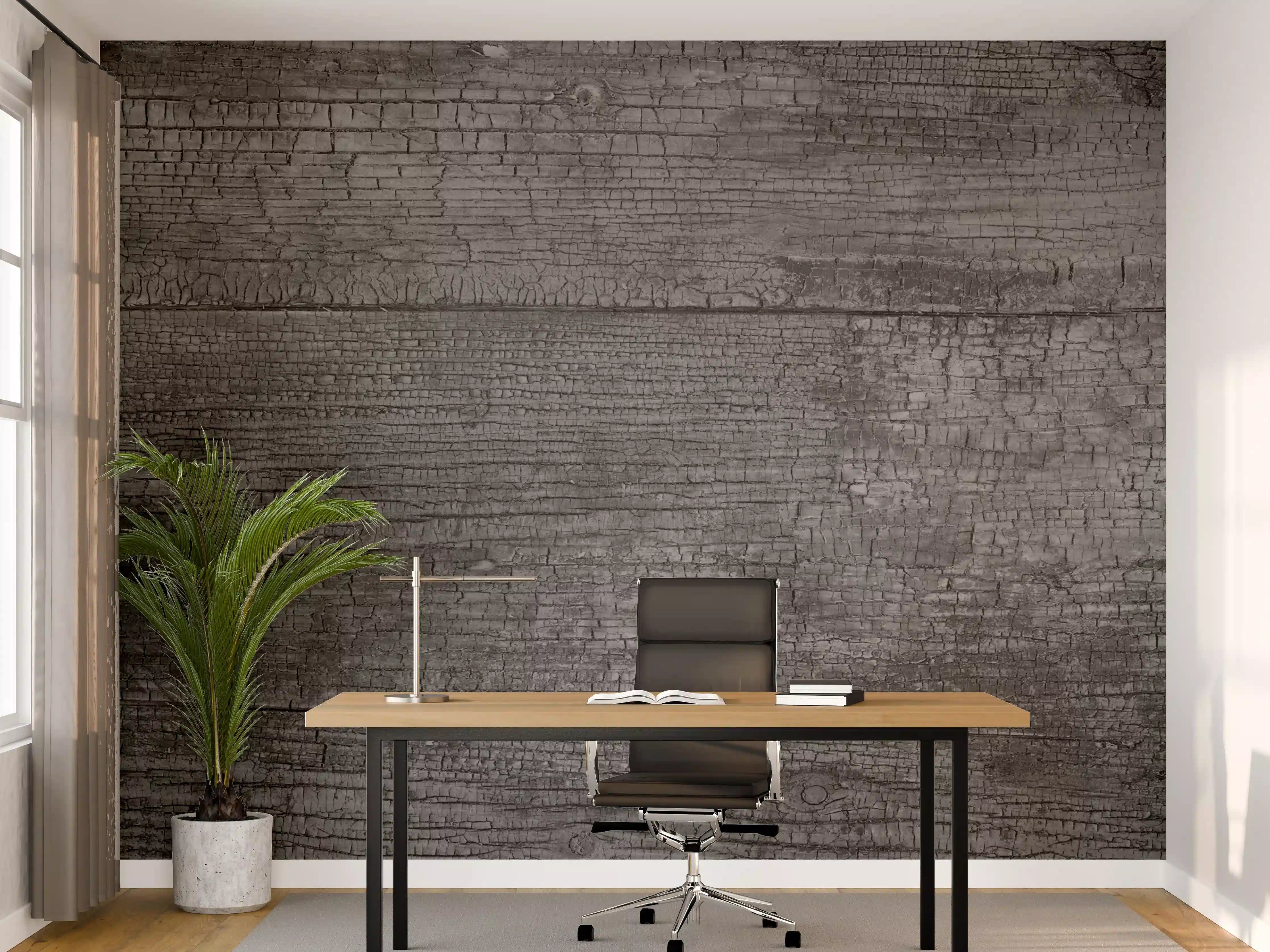 Büro Wandgestaltung - Schwarz-Graue Holztextur