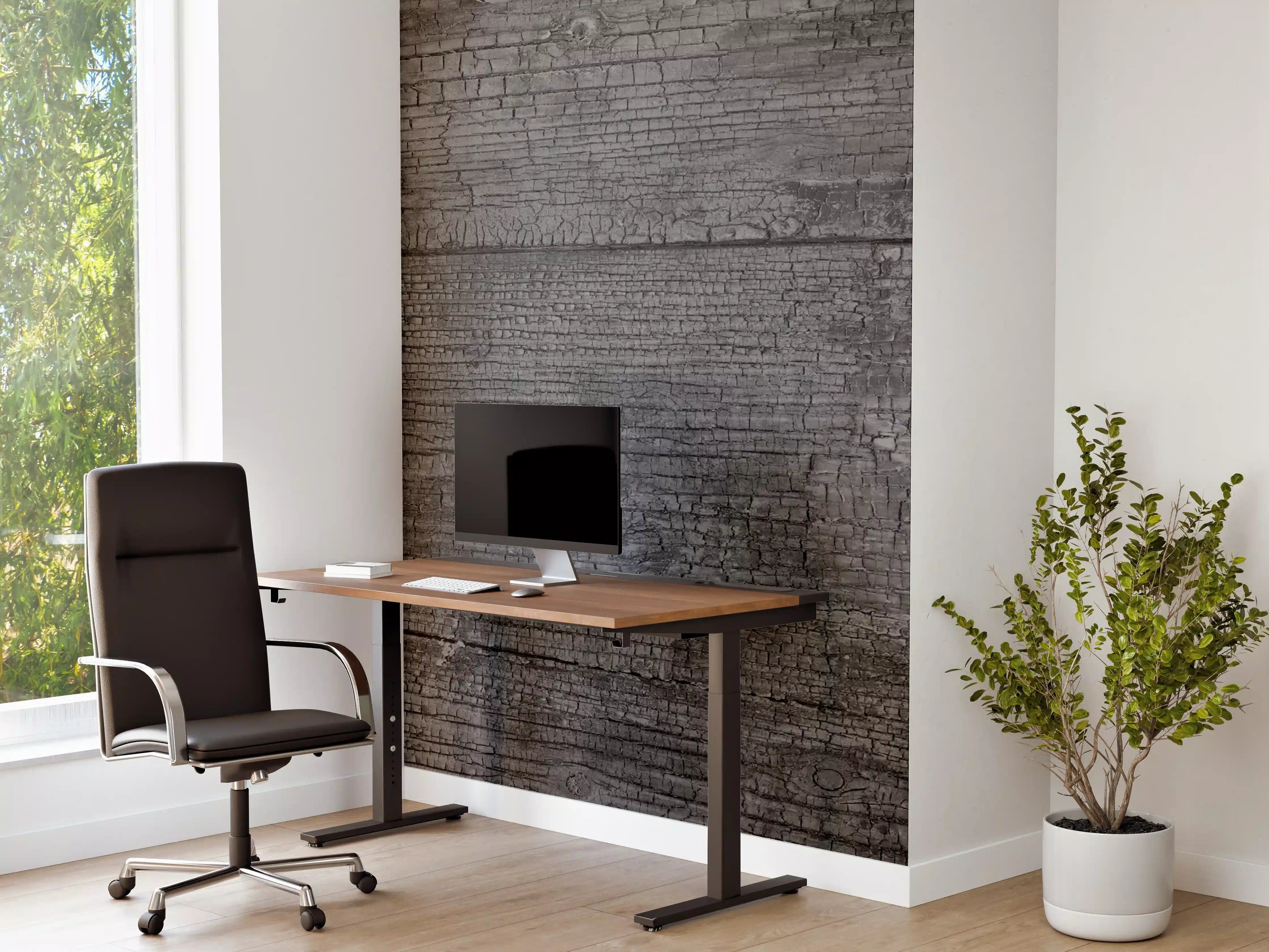 Büro Wandgestaltung - Schwarz-Graue Holztextur