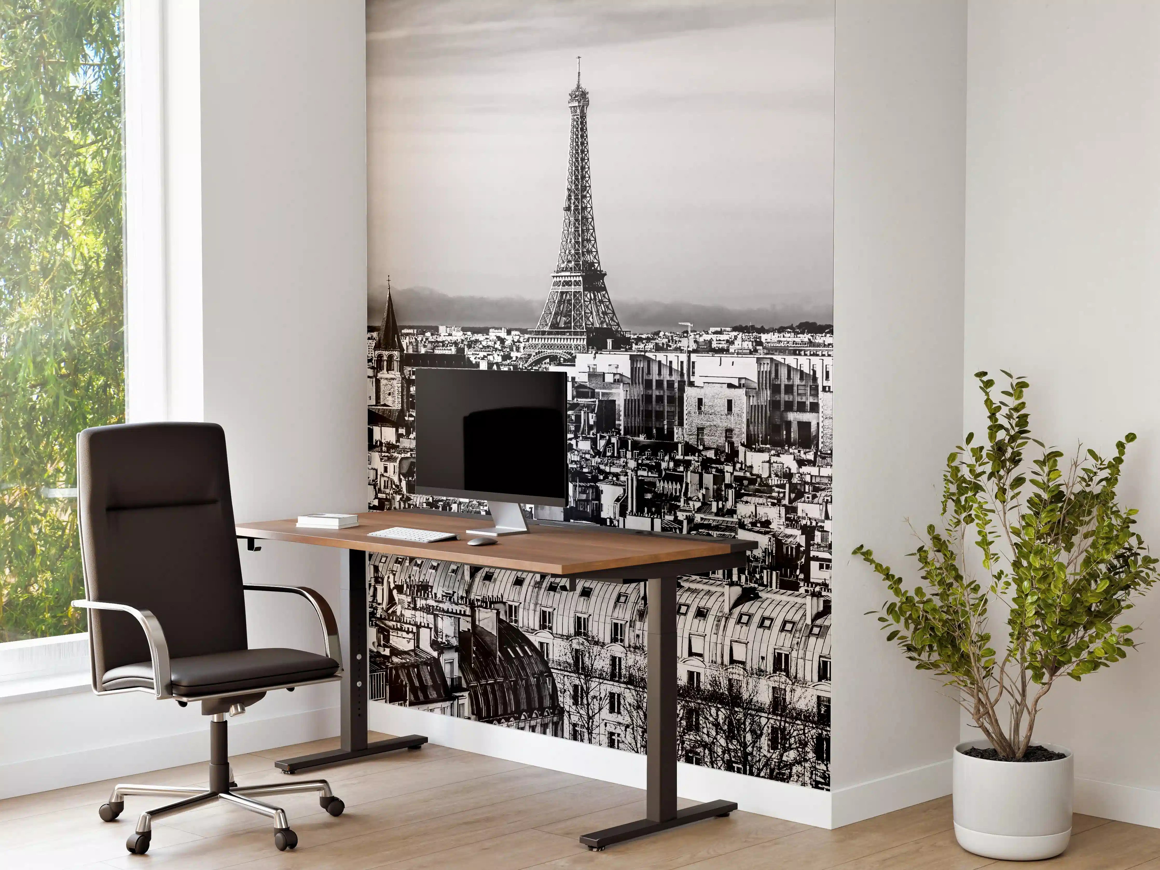 Büro Wandgestaltung - Schwarz-Weiß-Aufnahme des Pariser Stadtbildes mit Eiffelturm