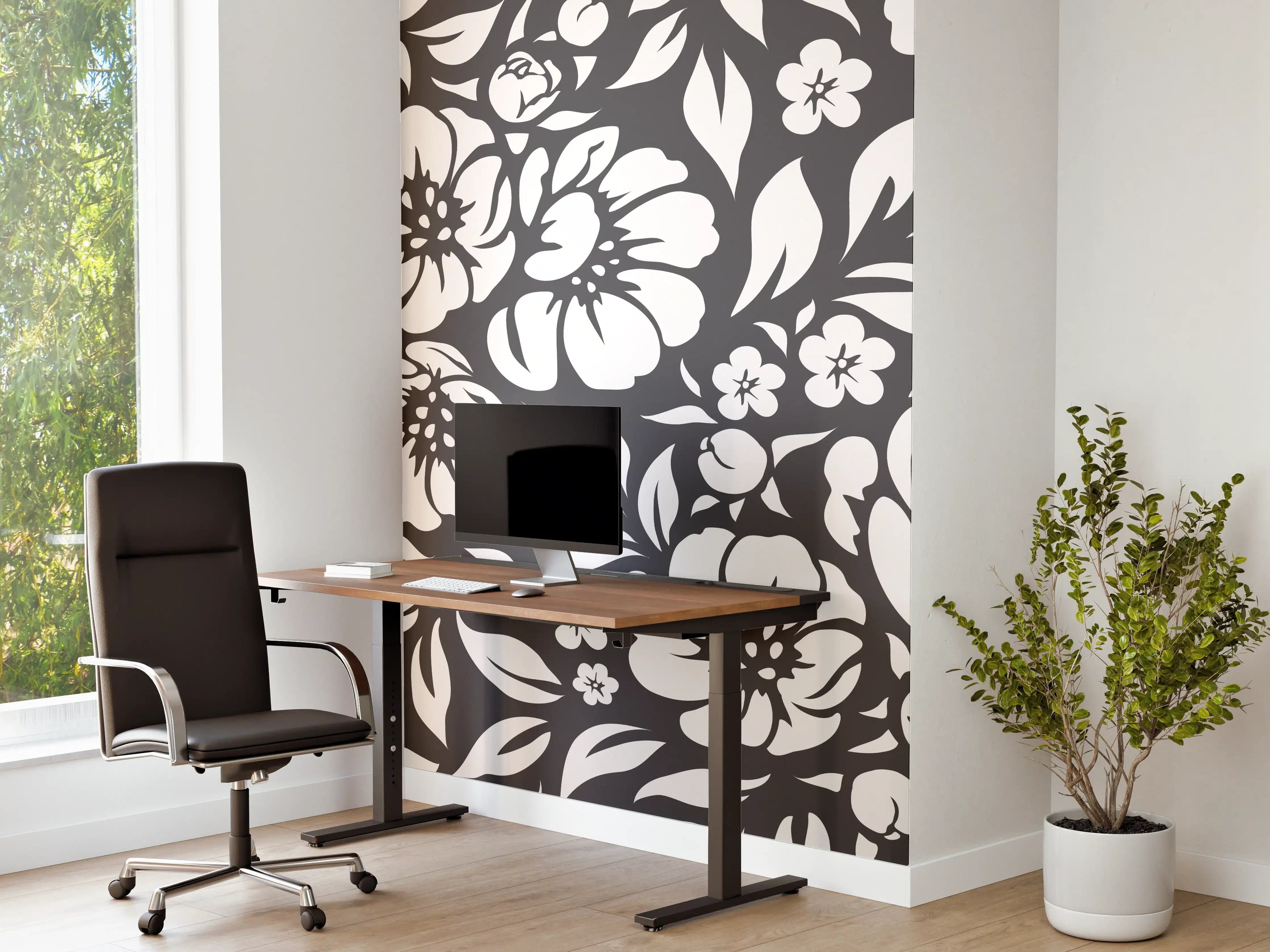 Büro Wandgestaltung - Schwarz-Weiß-Blumenmuster