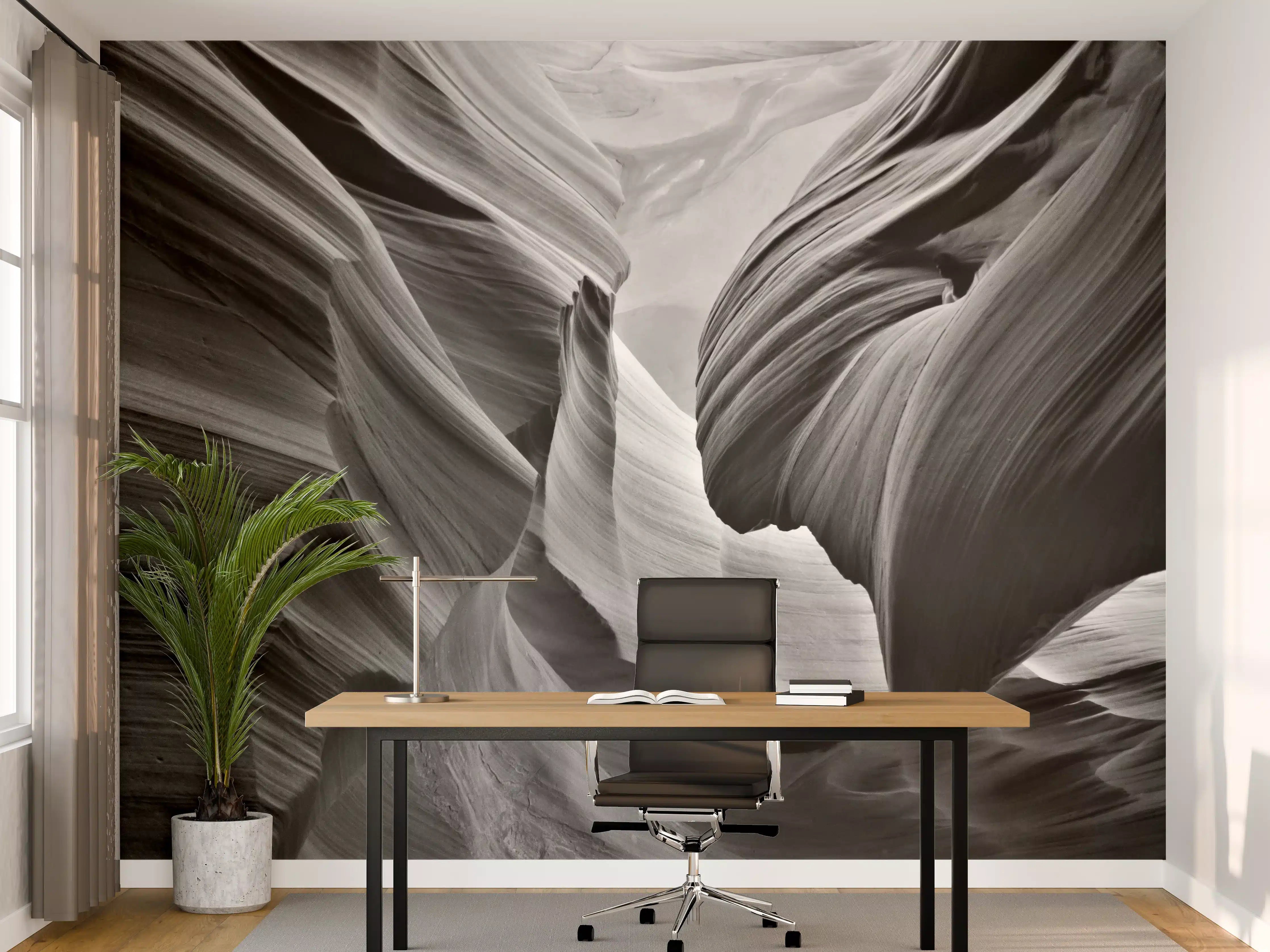 Büro Wandgestaltung - Schwarz-Weiß-Canyon mit eleganten Linien