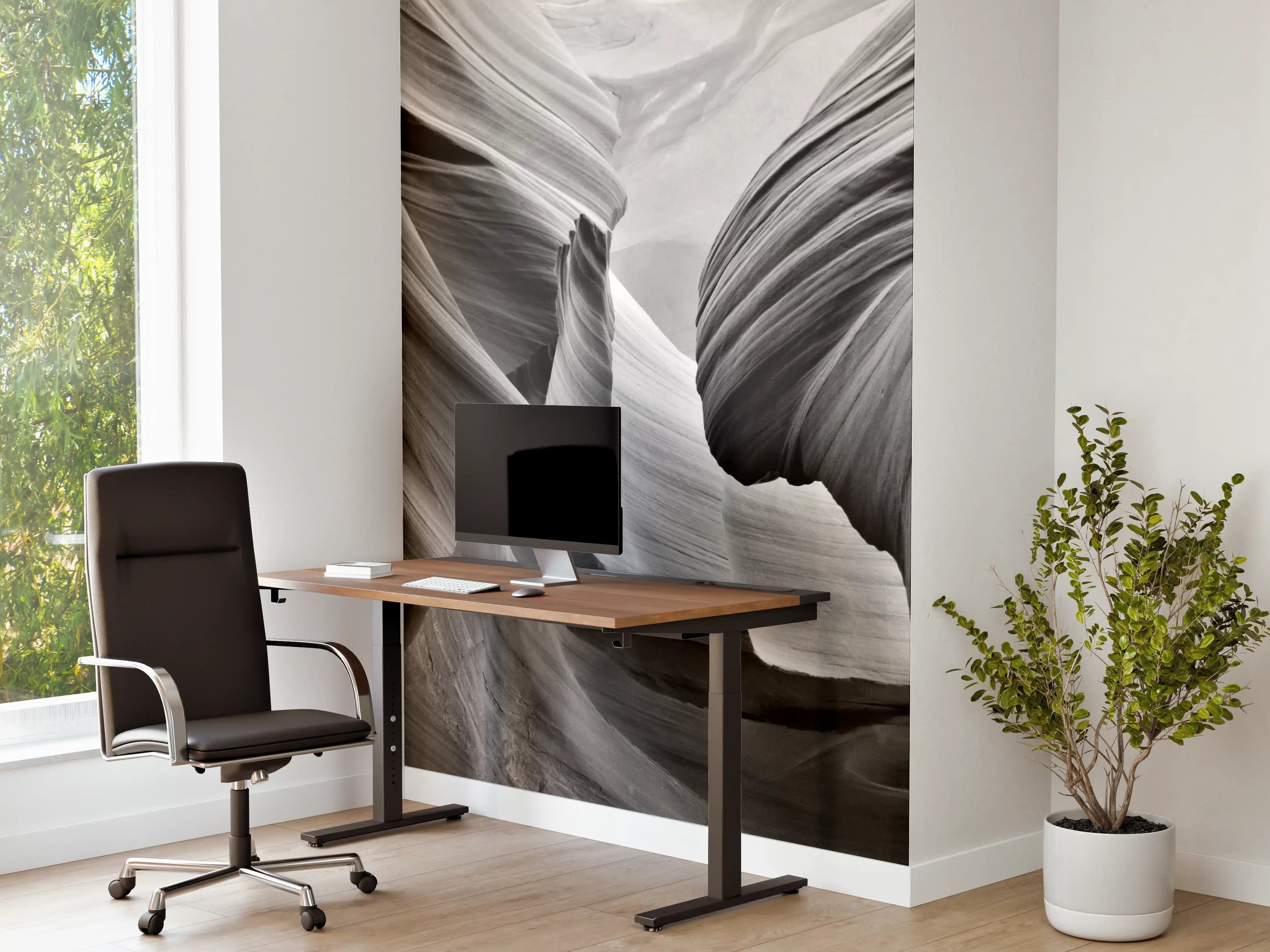 Büro Wandgestaltung - Schwarz-Weiß-Canyon mit eleganten Linien
