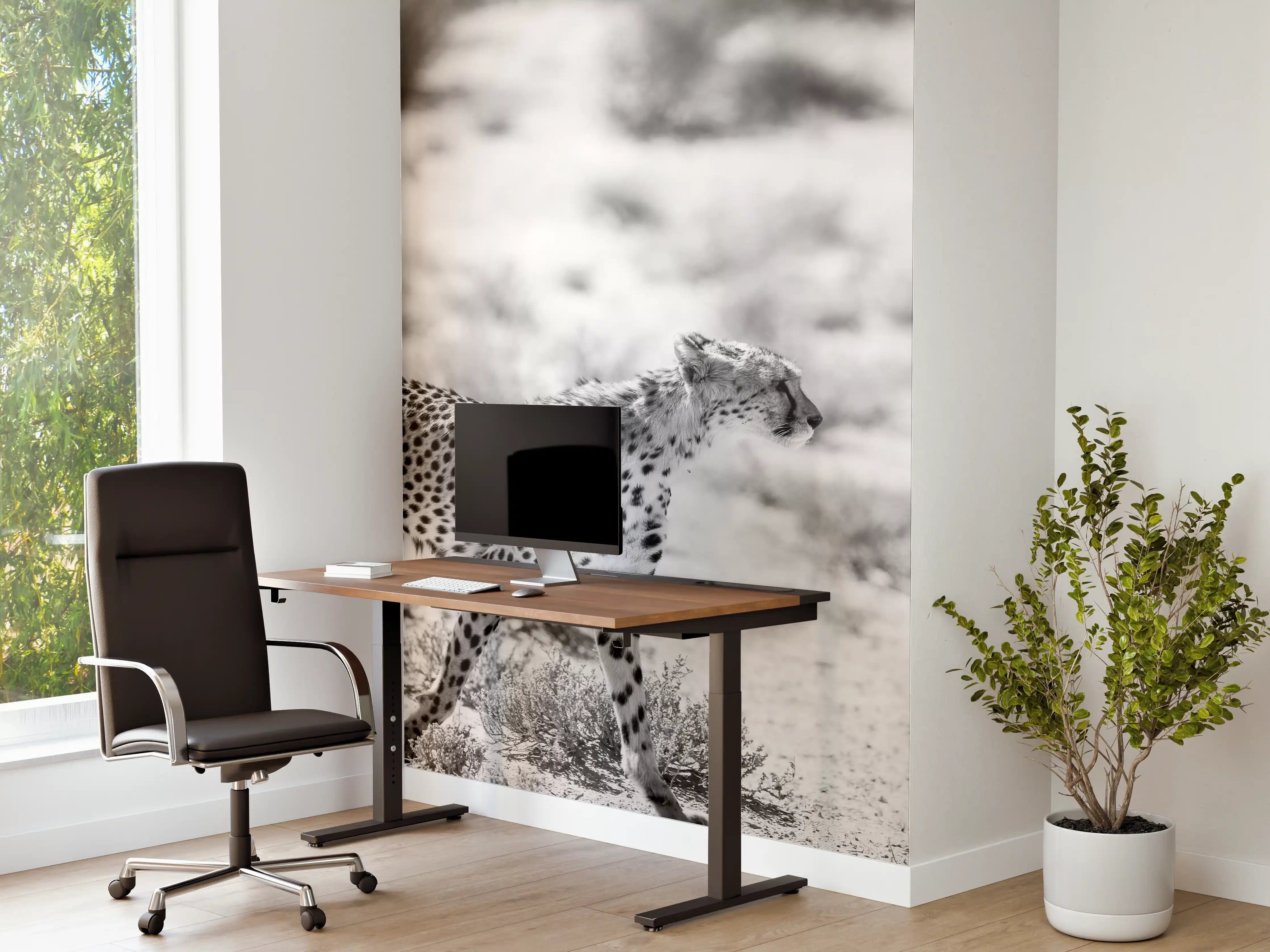 Büro Wandgestaltung - Schwarz-Weiß Geparden-Motiv