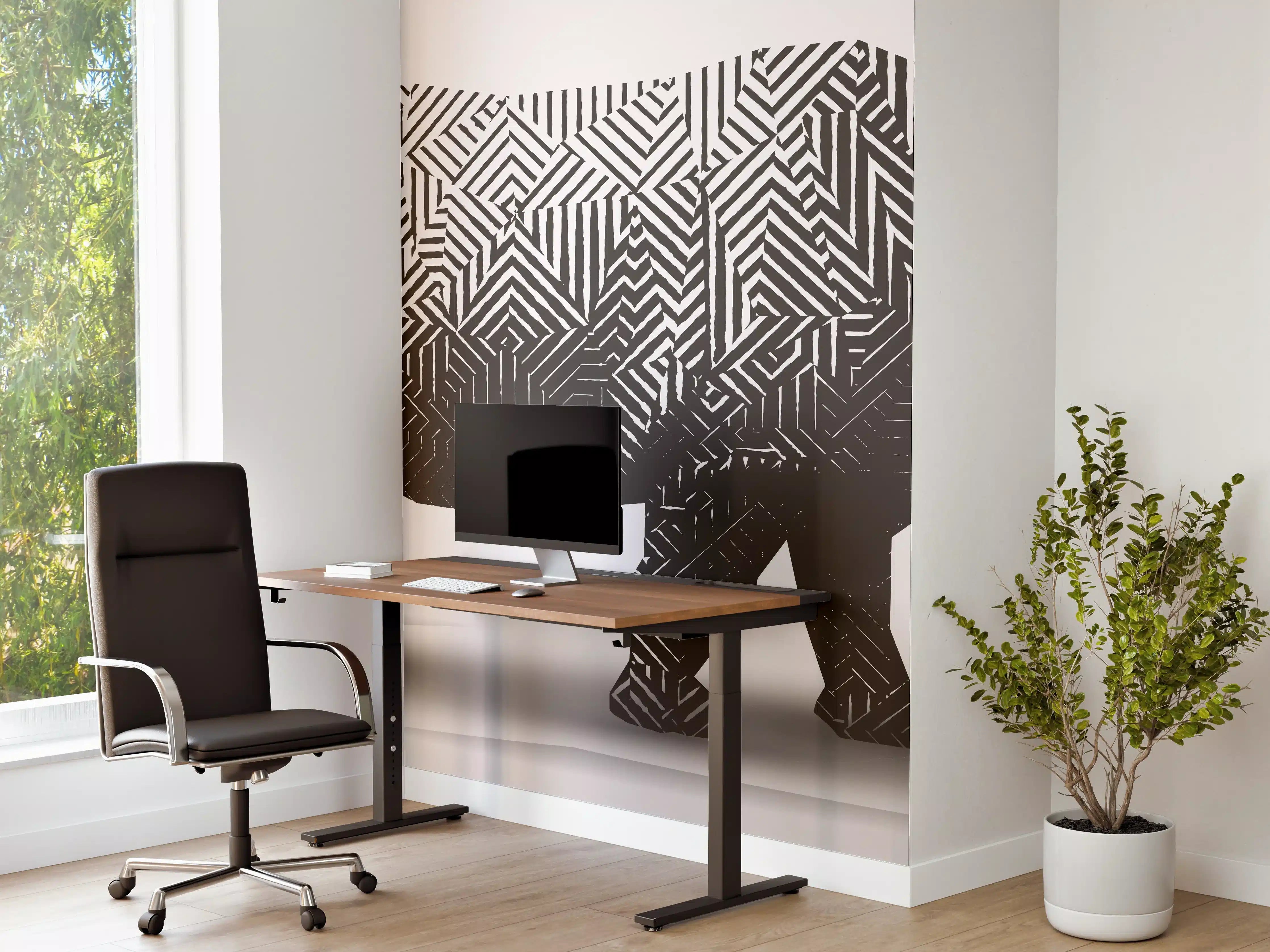 Büro Wandgestaltung - Schwarz-Weiß Grafik Nashorn