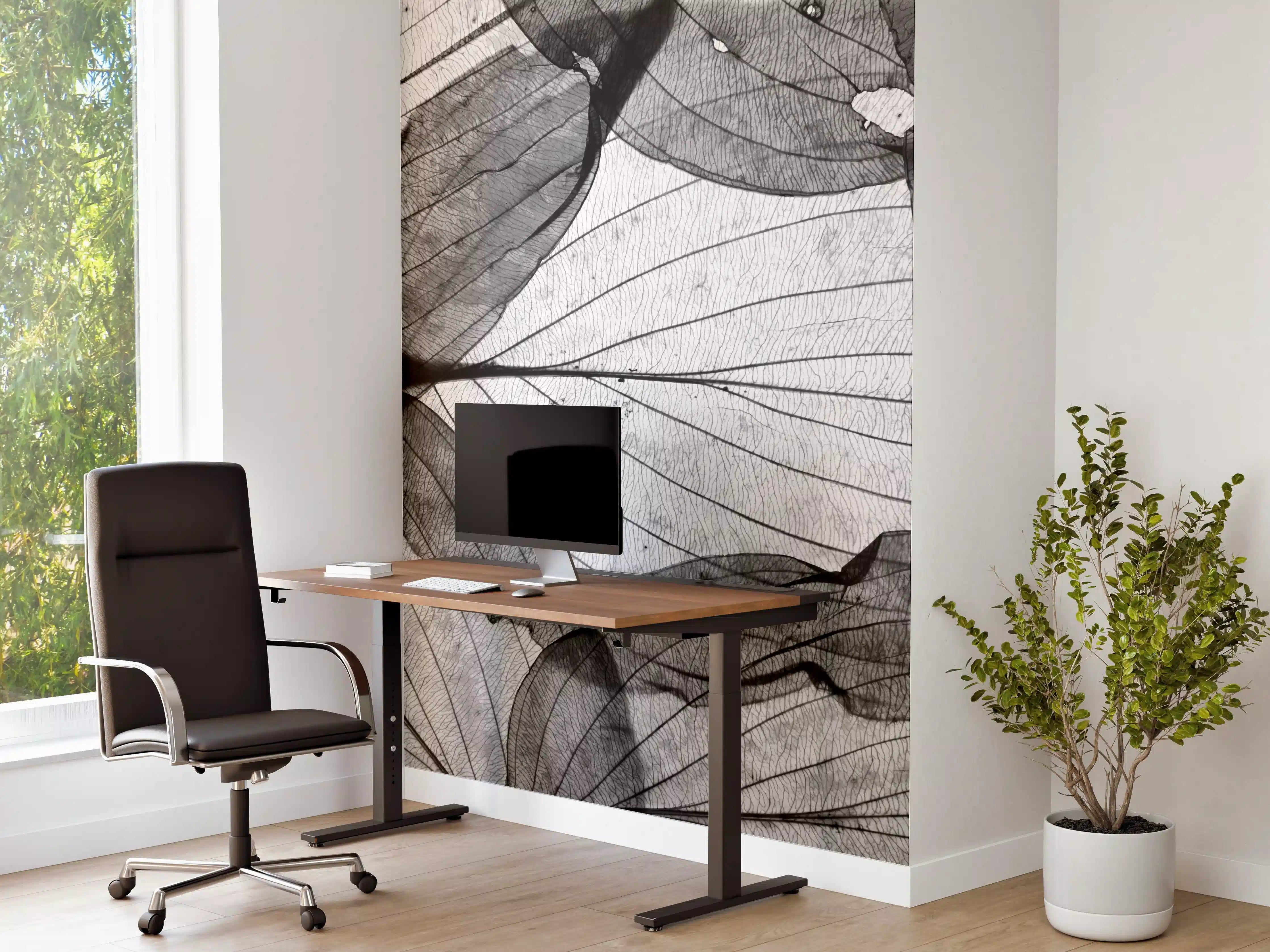 Büro Wandgestaltung - Schwarz-Weiß Herbstlaub Textur