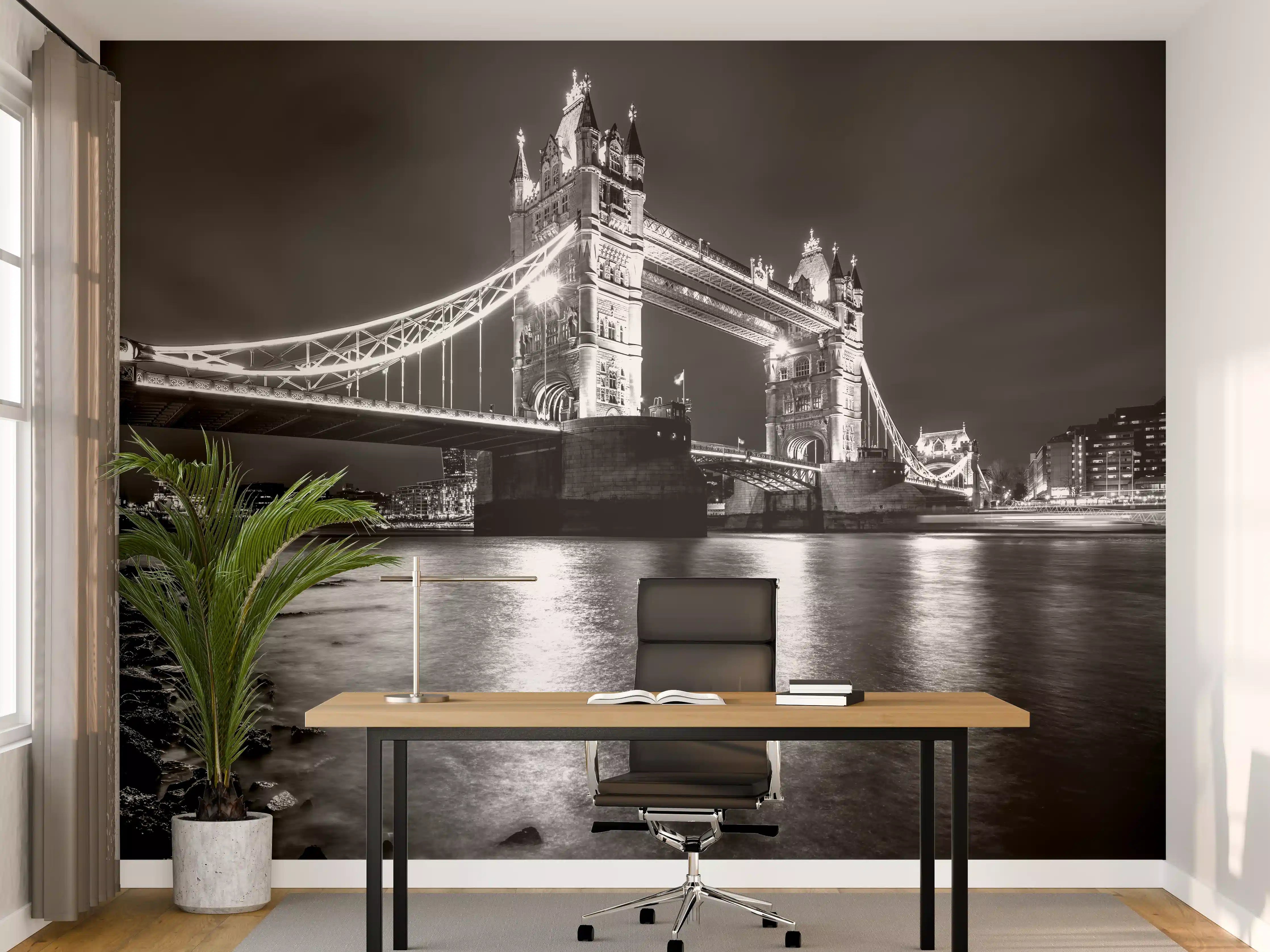 Büro Wandgestaltung - Schwarz-Weiß London Bridge Atmosphäre