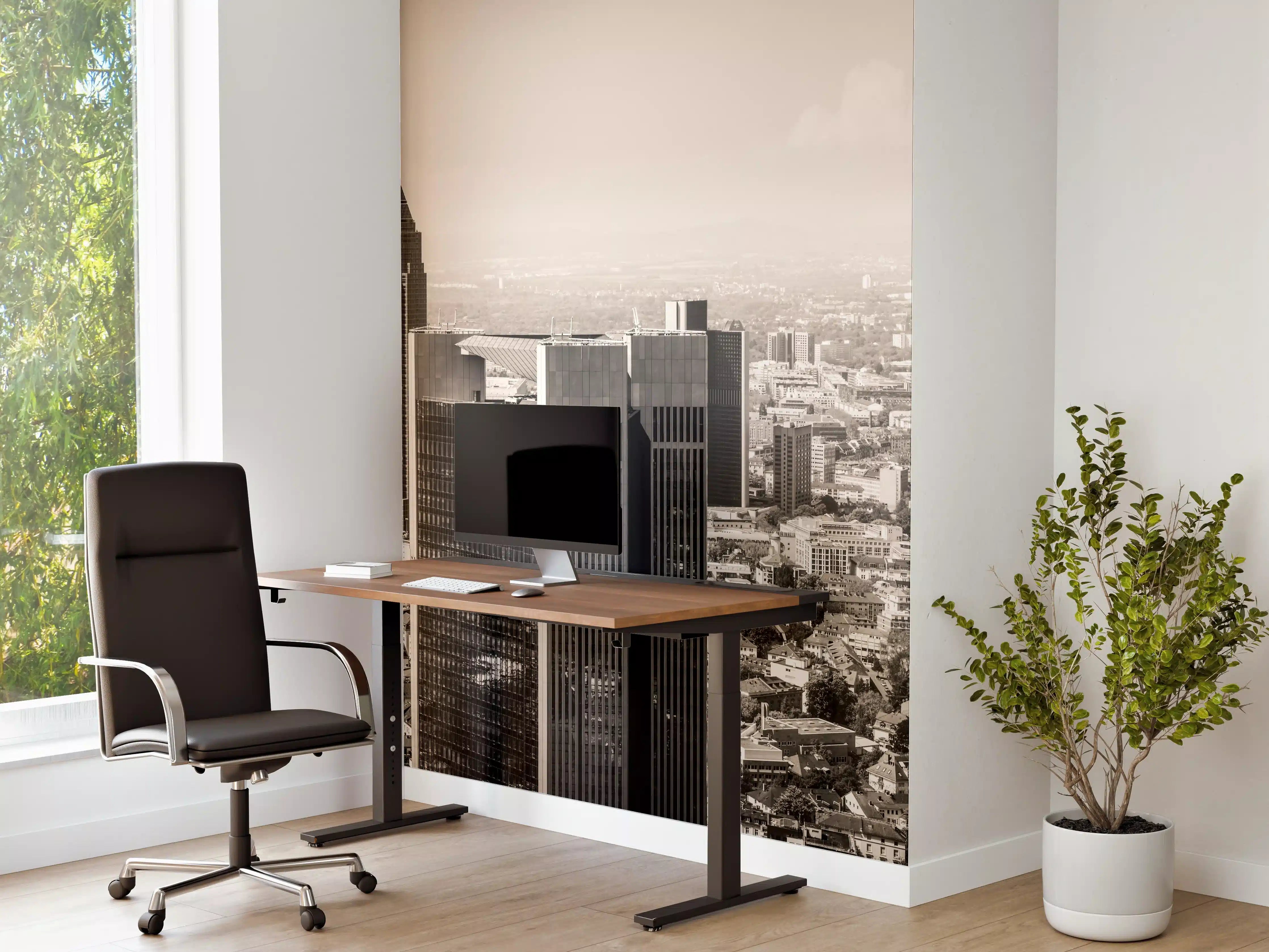 Büro Wandgestaltung - Schwarz-Weiß Skyline Panorama