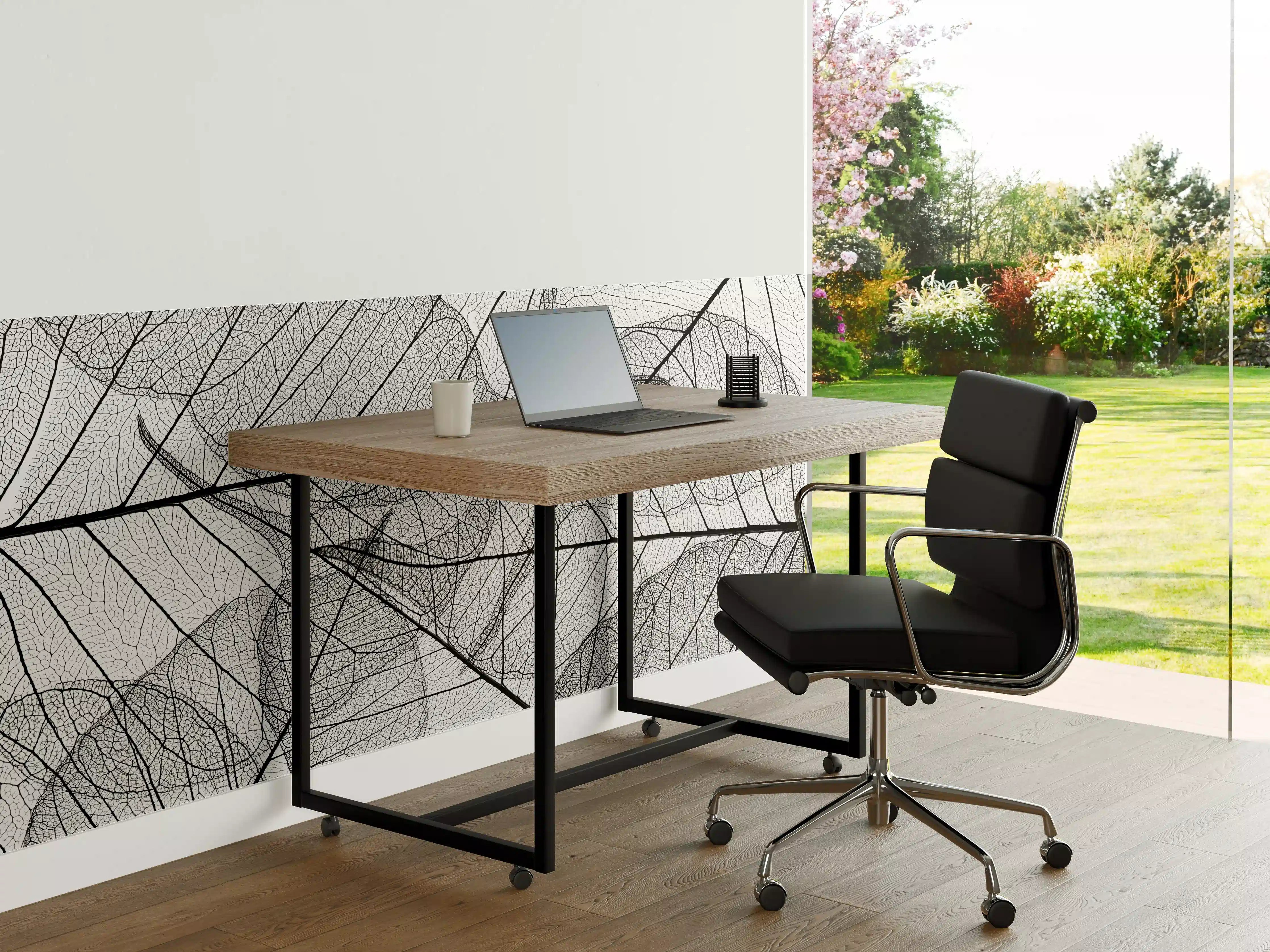 Büro Wandgestaltung - Schwarz-Weiße Blatttextur