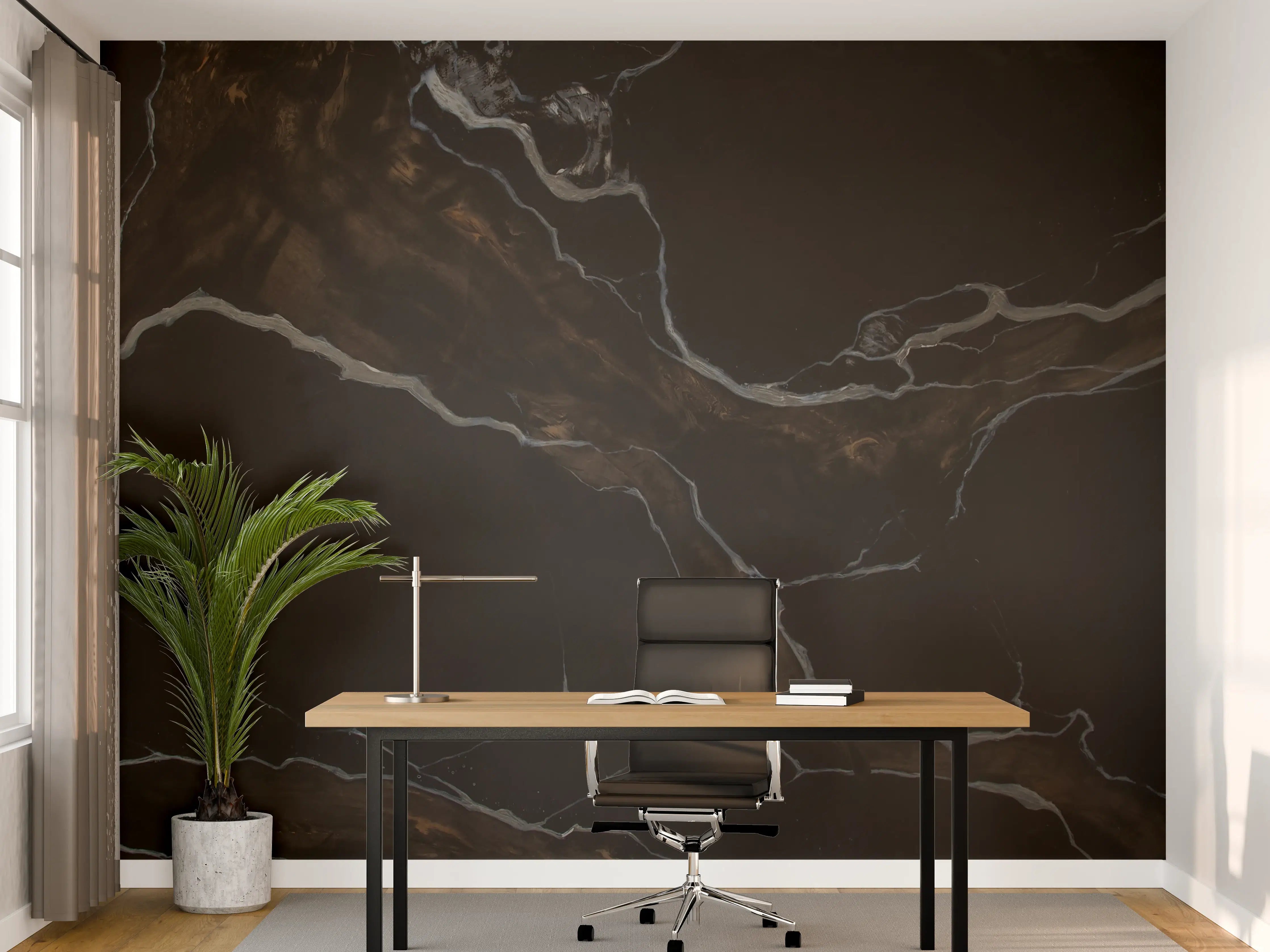 Büro Wandgestaltung - Schwarz-brauner Marmor