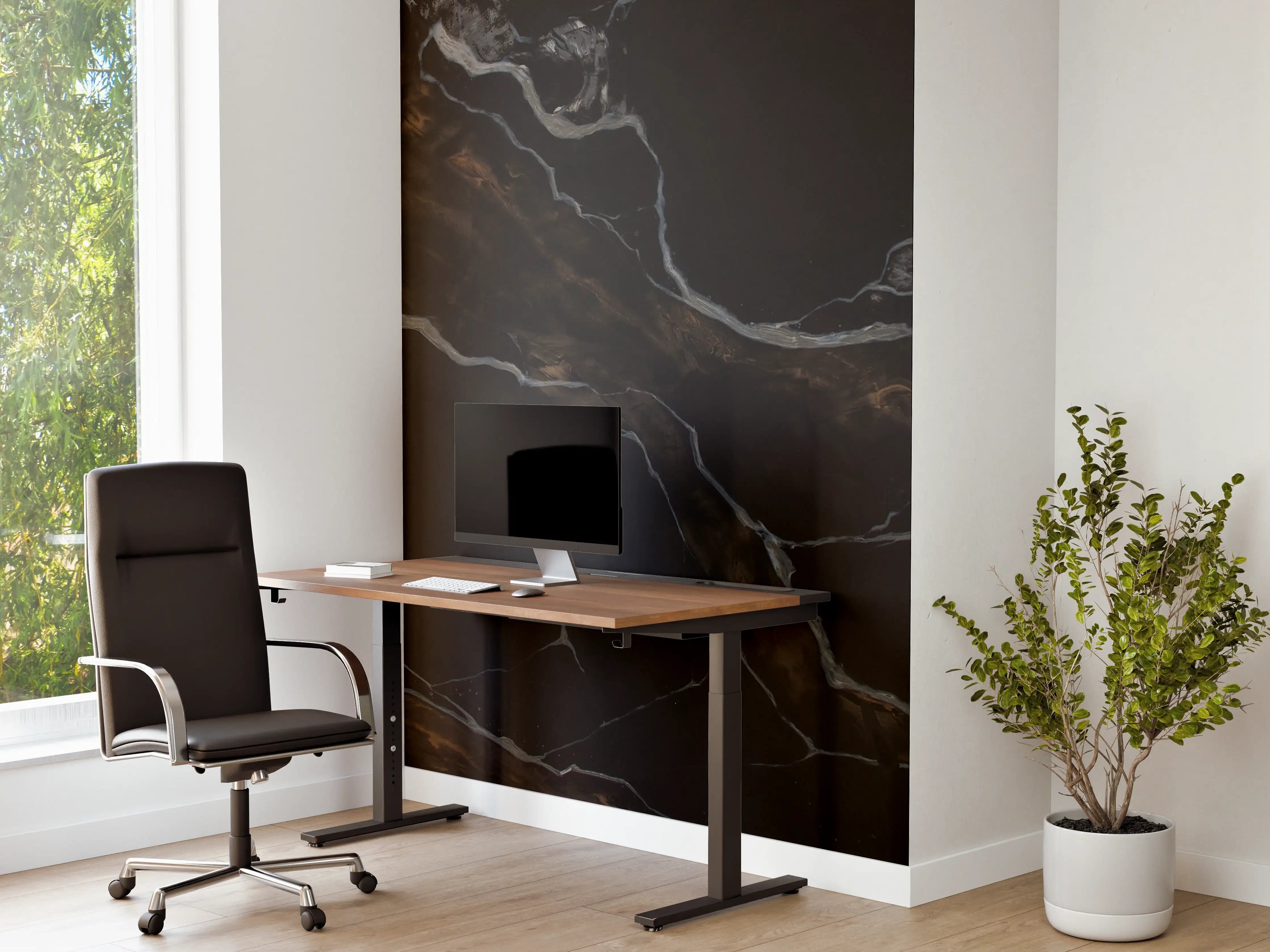 Büro Wandgestaltung - Schwarz-brauner Marmor