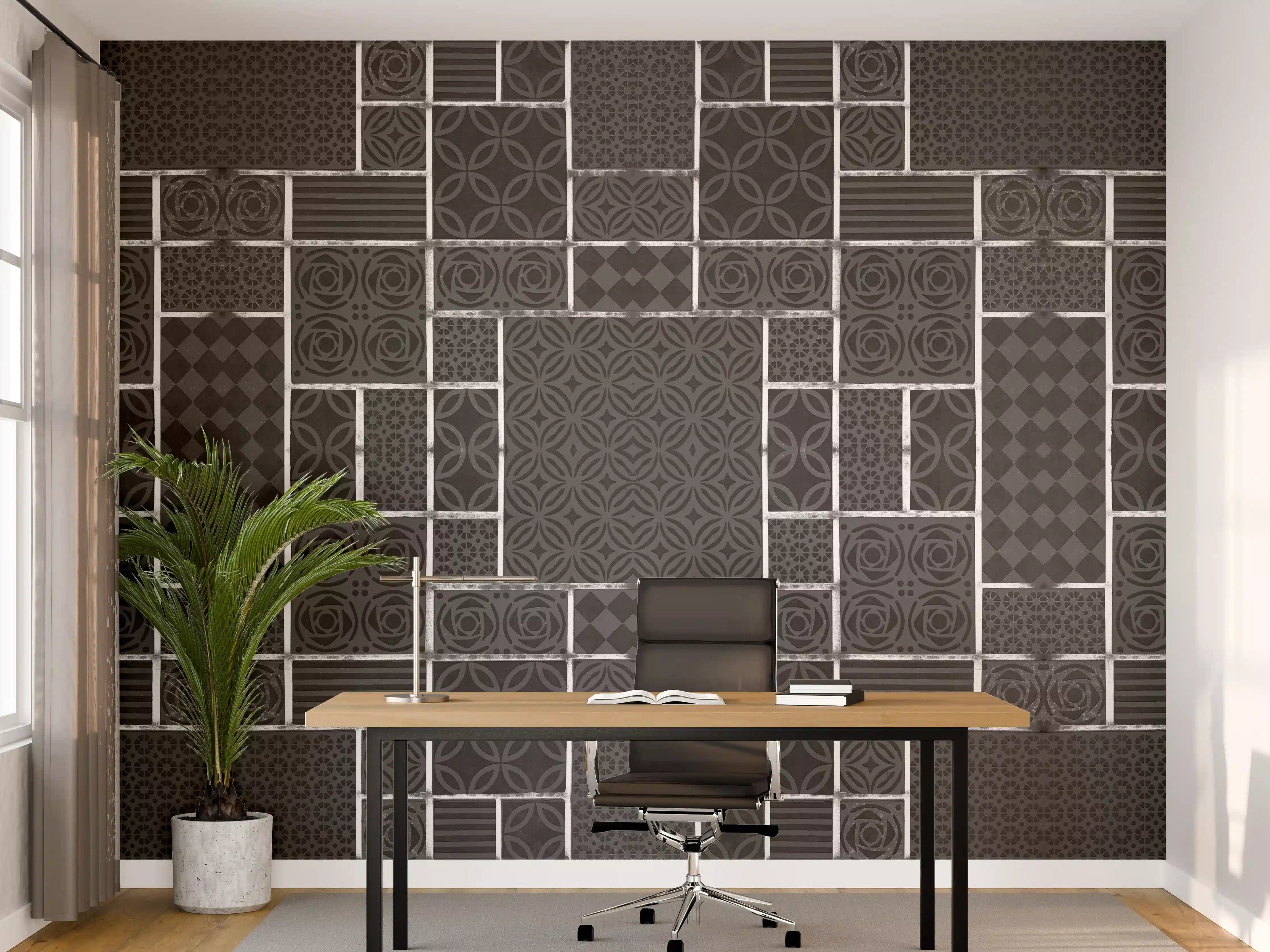 Büro Wandgestaltung - Schwarz geometrische Fliesen