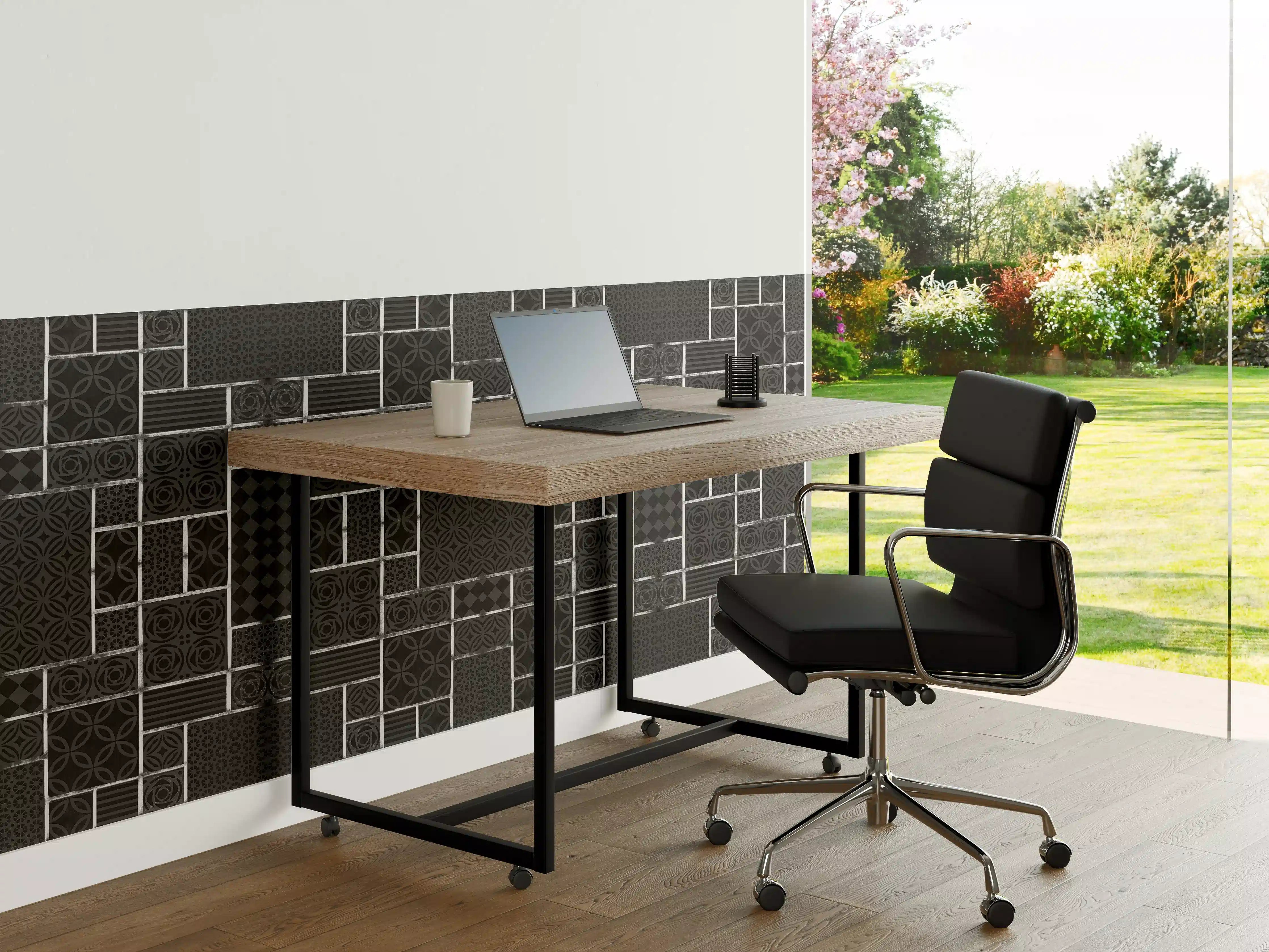 Büro Wandgestaltung - Schwarz geometrische Fliesen