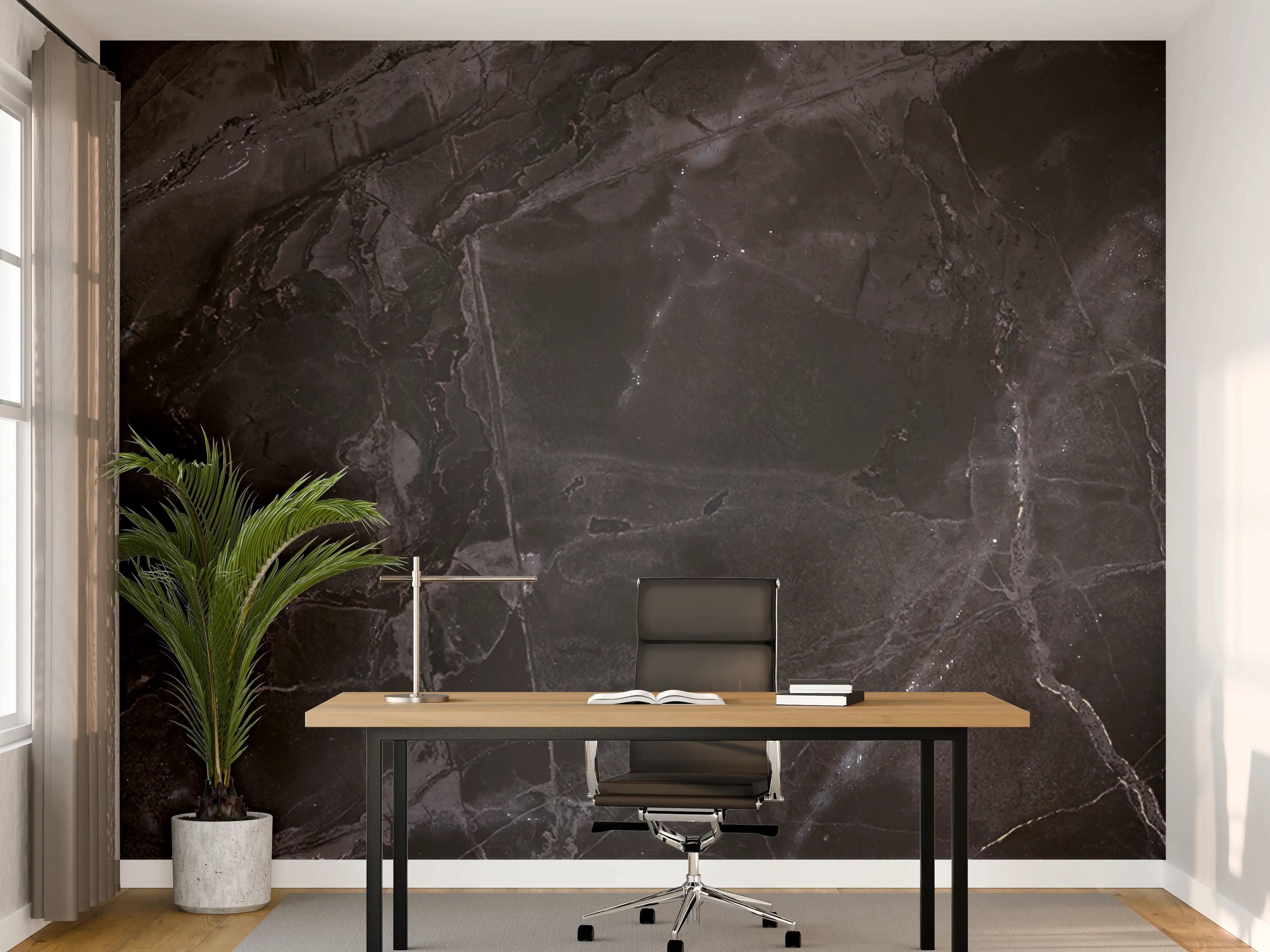 Büro Wandgestaltung - Schwarz-grauer Marmor