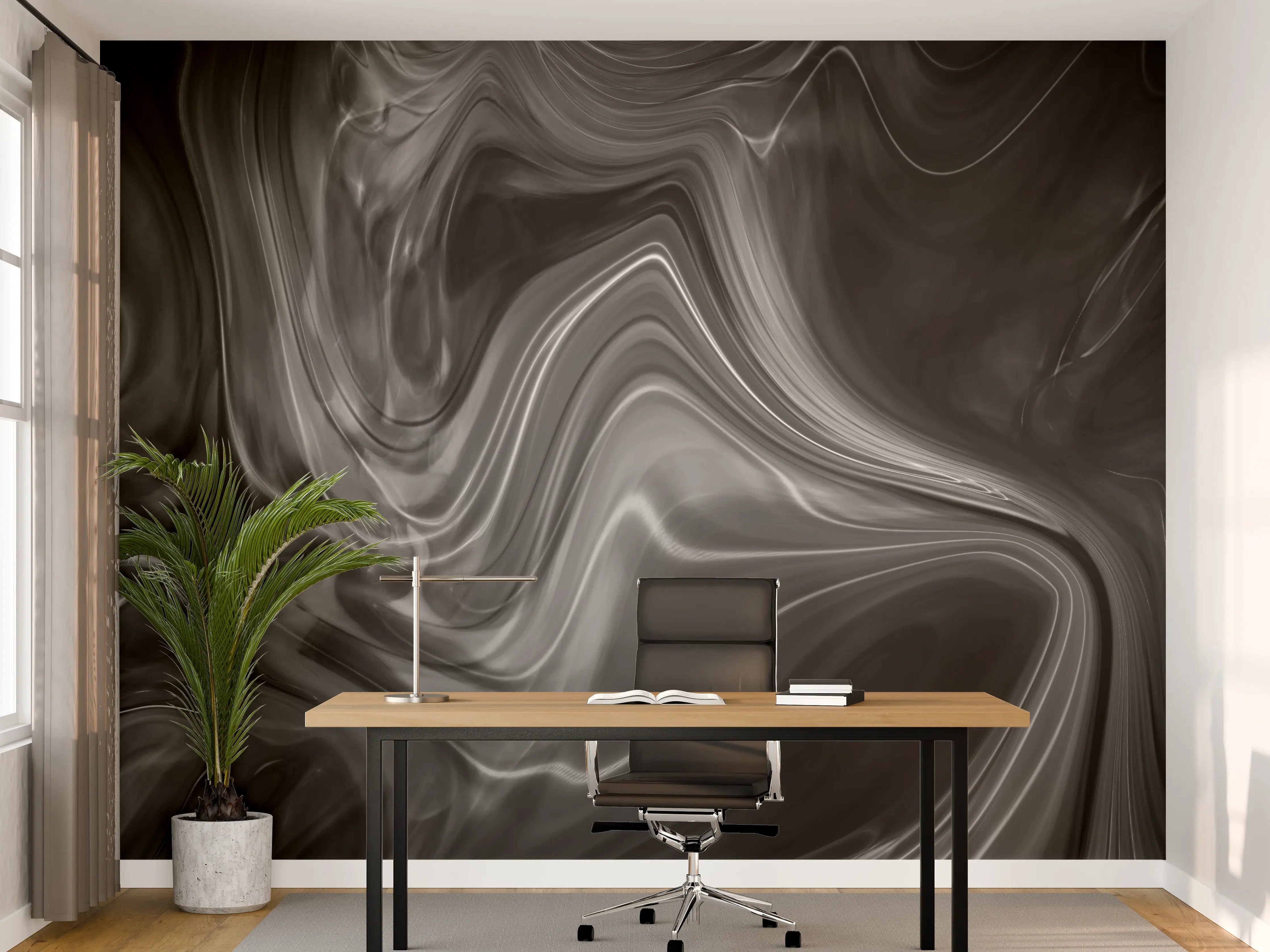Büro Wandgestaltung - Schwarz-weiße Marmortextur mit eleganten Mustern