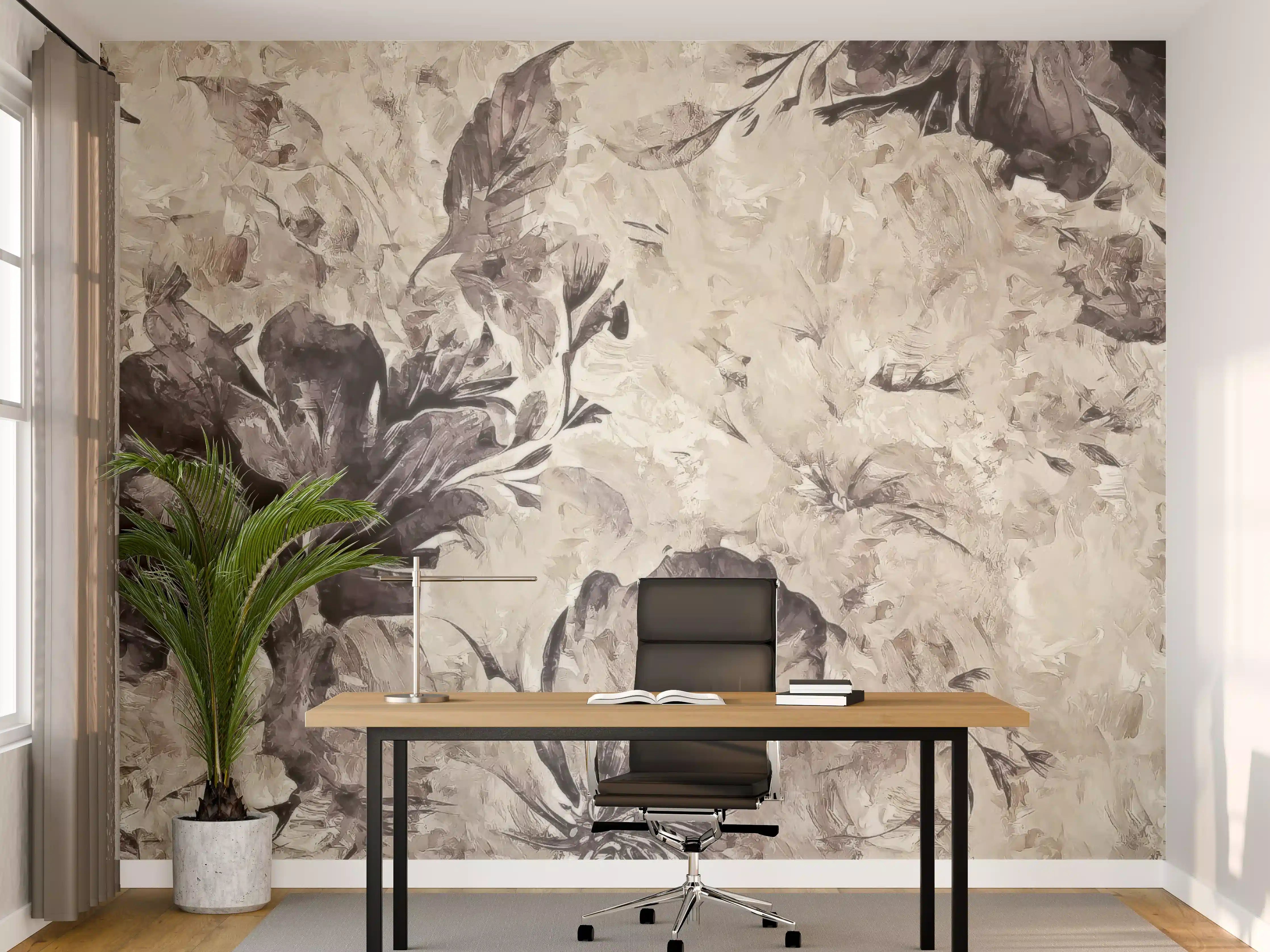 Büro Wandgestaltung - Schwarz, weißes Pflanzen Gemälde 2